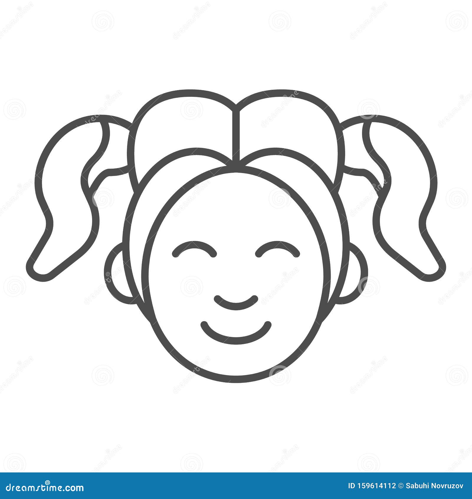 Girl Smiling Face Thin Line Icon. Woman Smile Vector Illustration ...