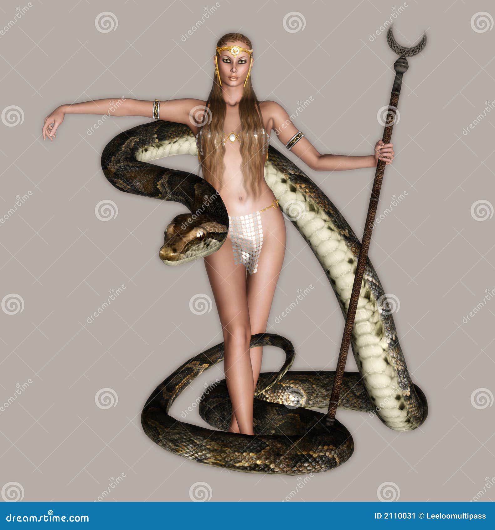 naked girl with a snake