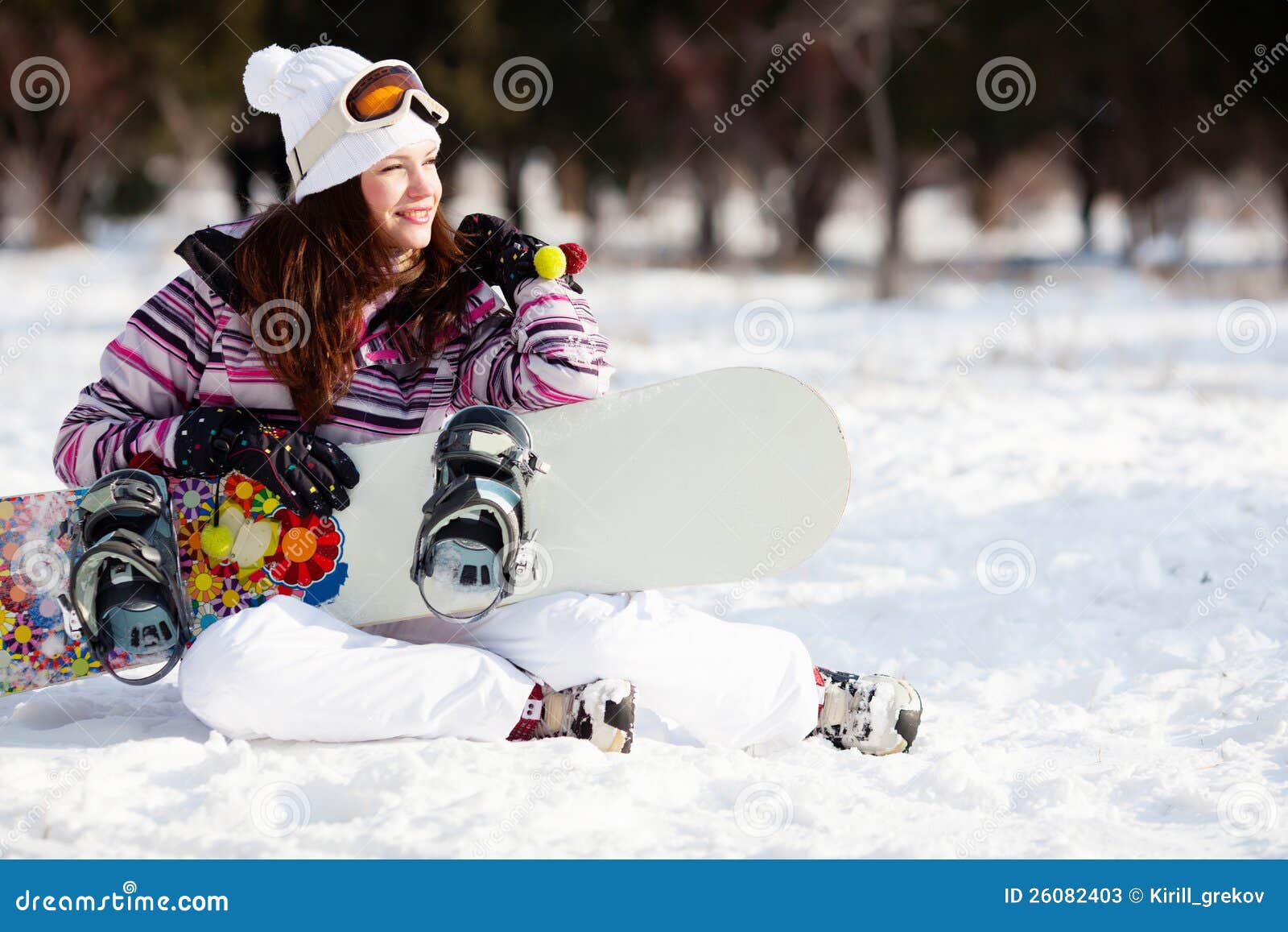Girl with snowboard stock image. Image of cheerful, climate 26082403