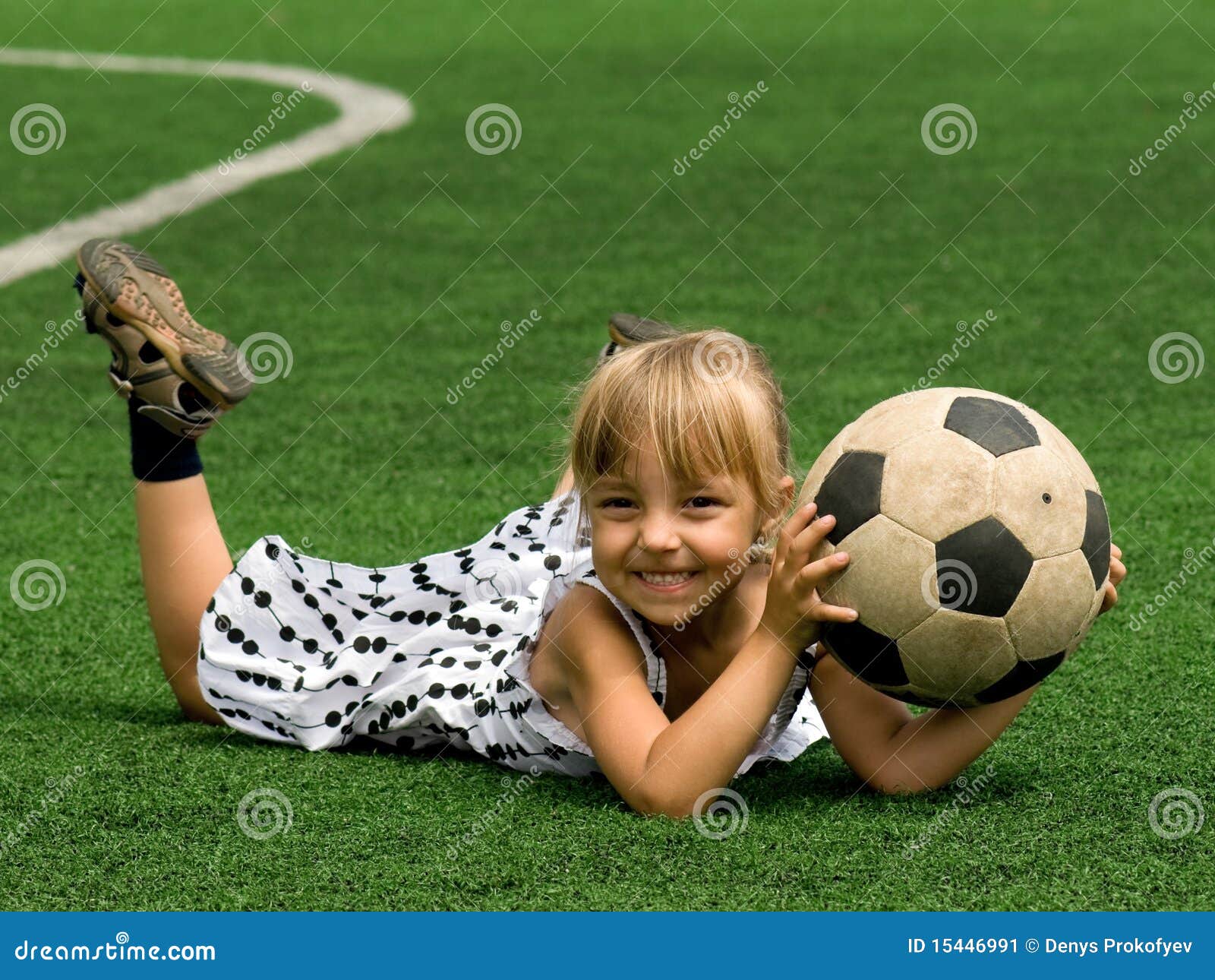 Girl with soccer ball stock image. Image of championship 15446991