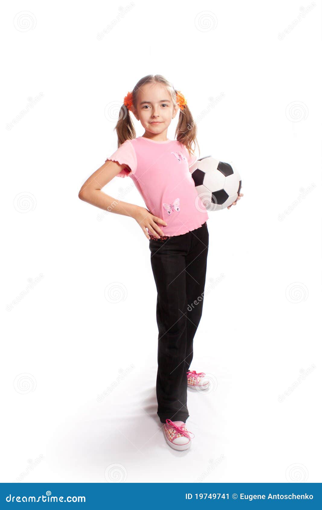 Girl with soccer ball stock image. Image of game, caucasian 19749741