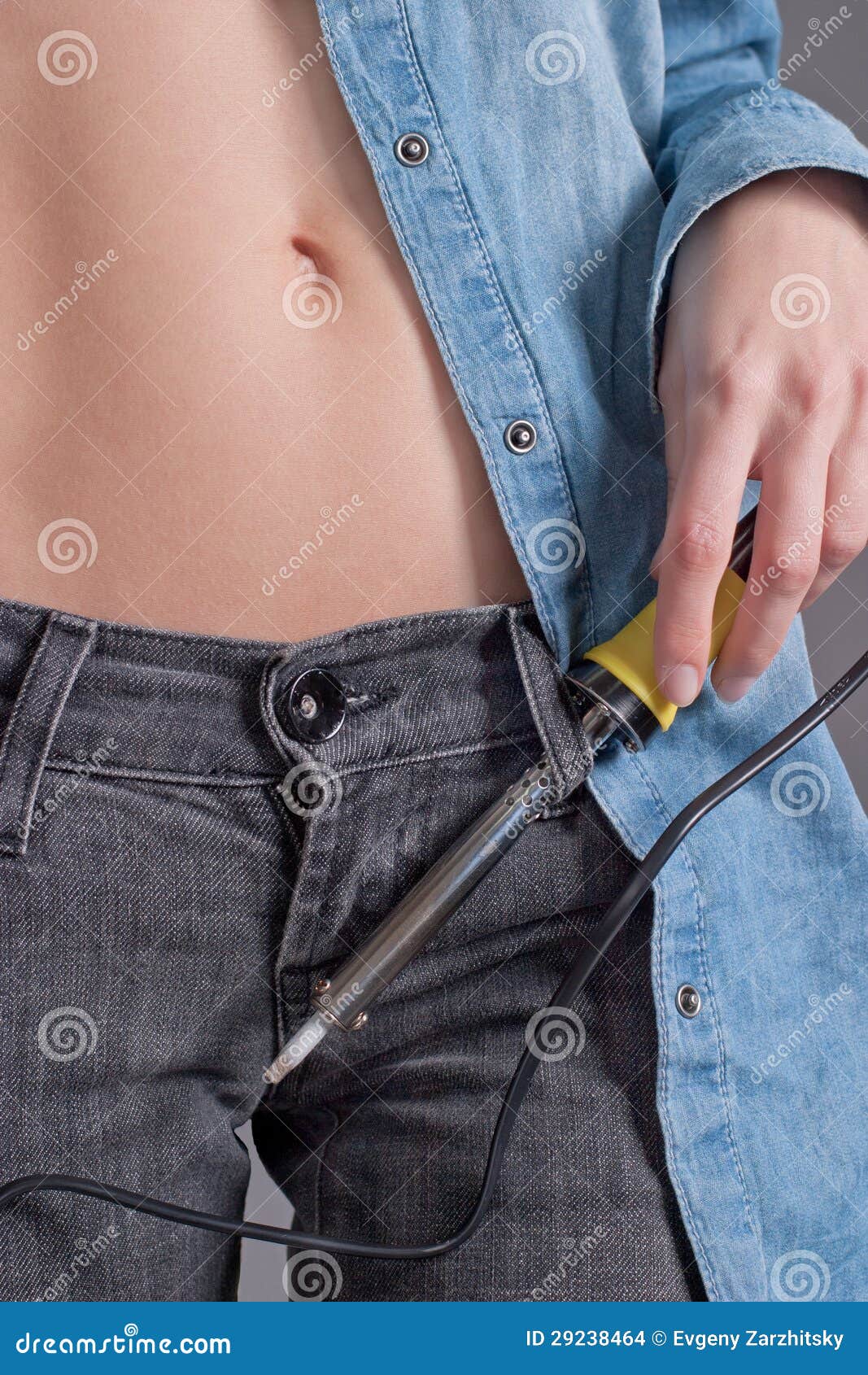 Girl with a soldering iron stock photo. Image of improvement 29238464