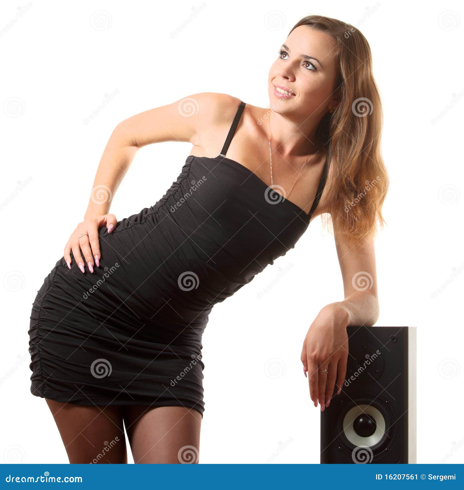 A girl and a speaker stock image. Image of speaker, people 16207561