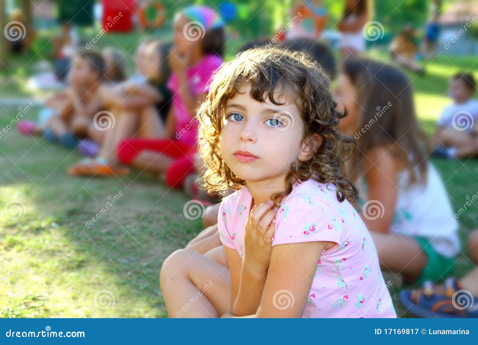 girl spectator little children looking show park
