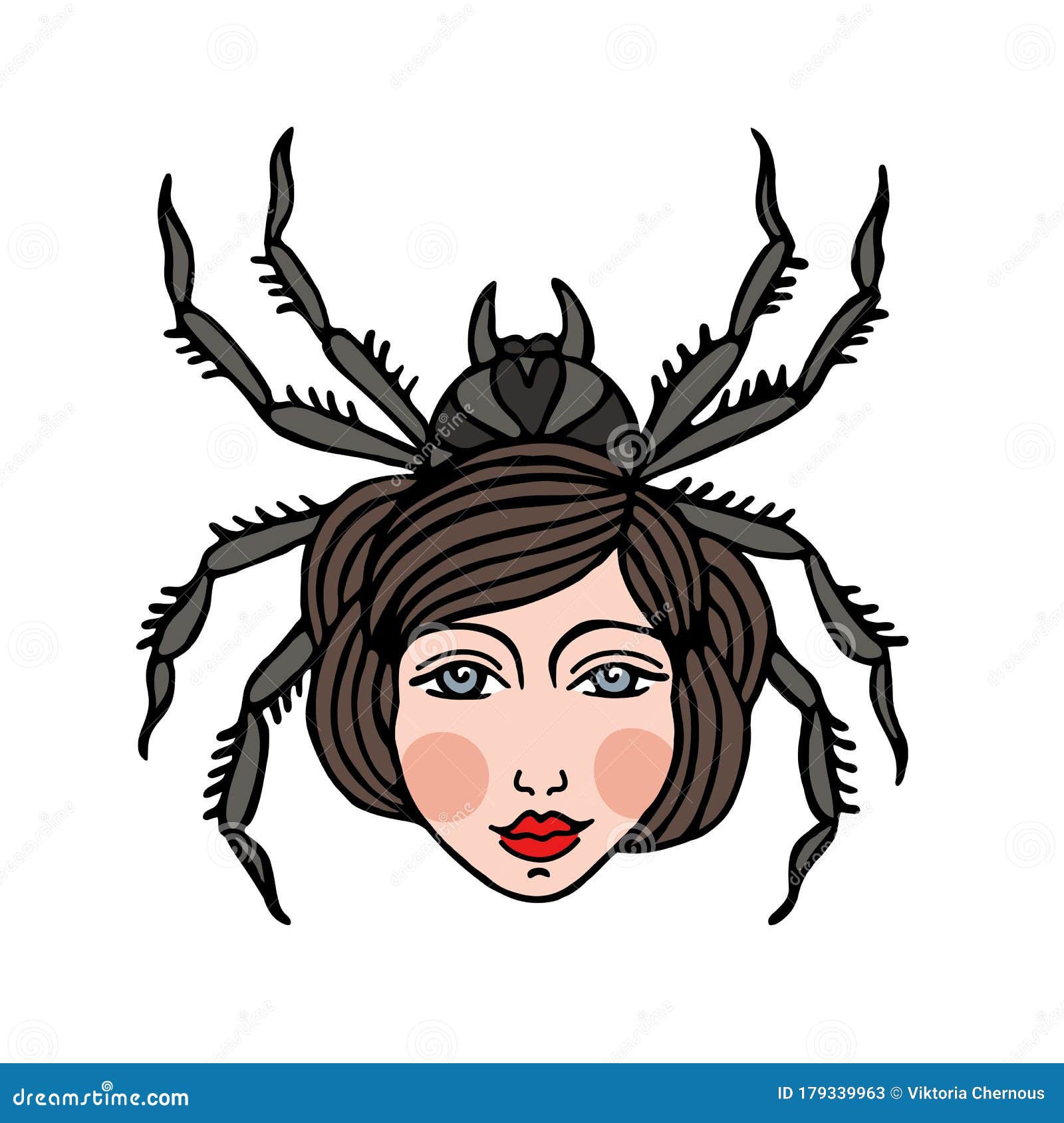 Spider lady #3, Halloween tattoo flash