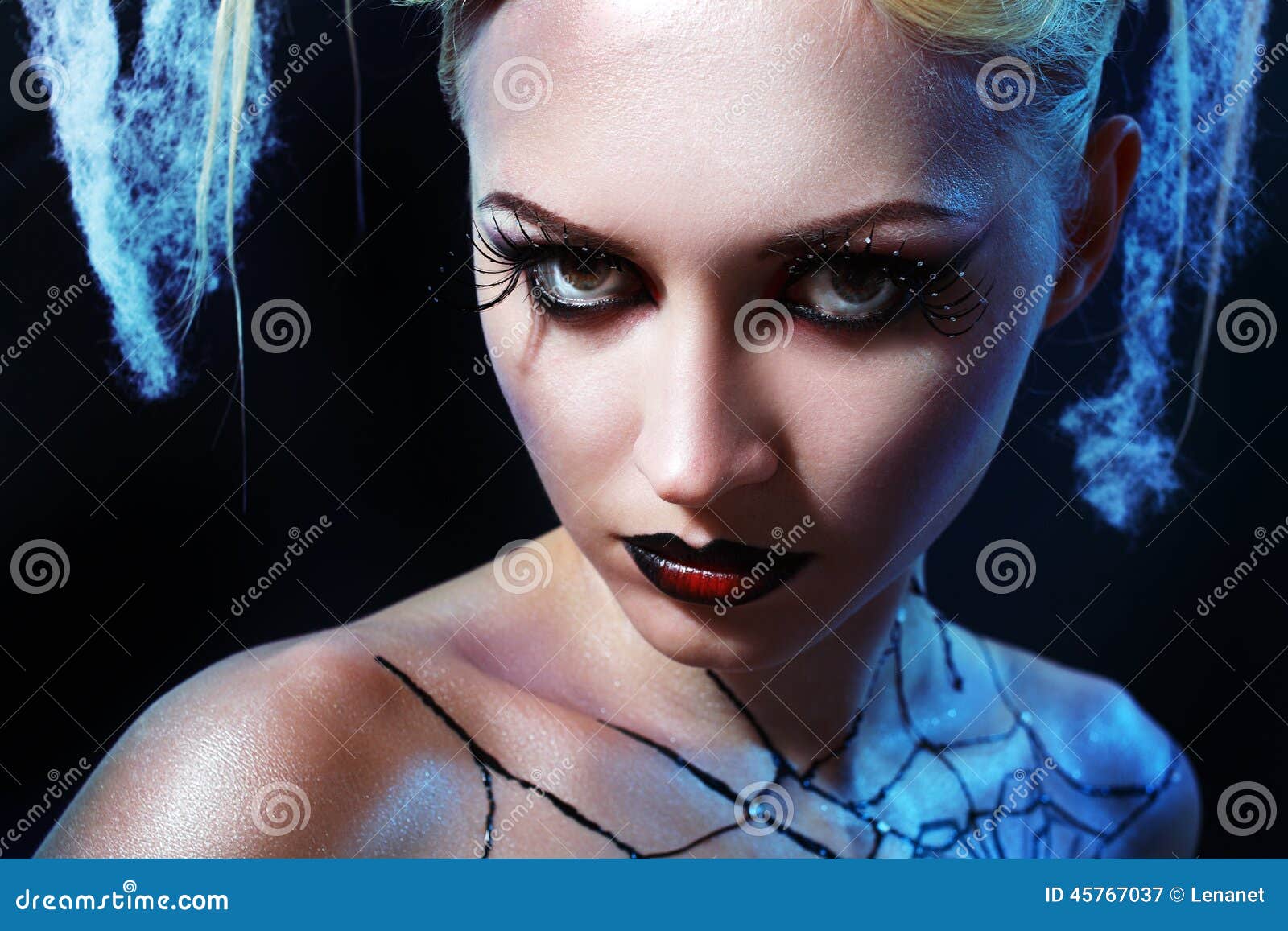 Girl with spider on web stock image. Image of costume - 45767037