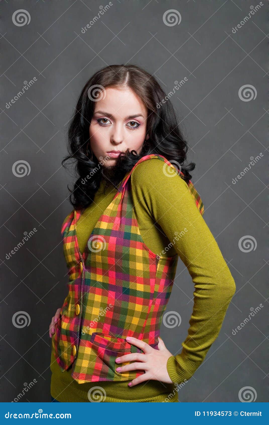 Girl in squared waistcoat stock image. Image of ethnicity 11934573