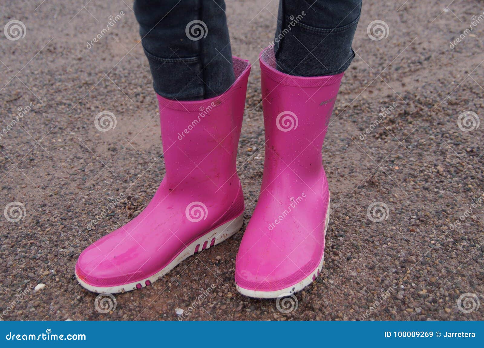 Girl Standing in Pink Rubber Rain Boots Stock Image - Image of ladies ...