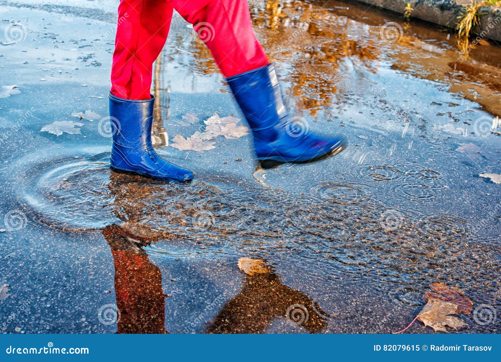 Girl Standing in a Puddle of Water Splashes Stock Image - Image of park ...