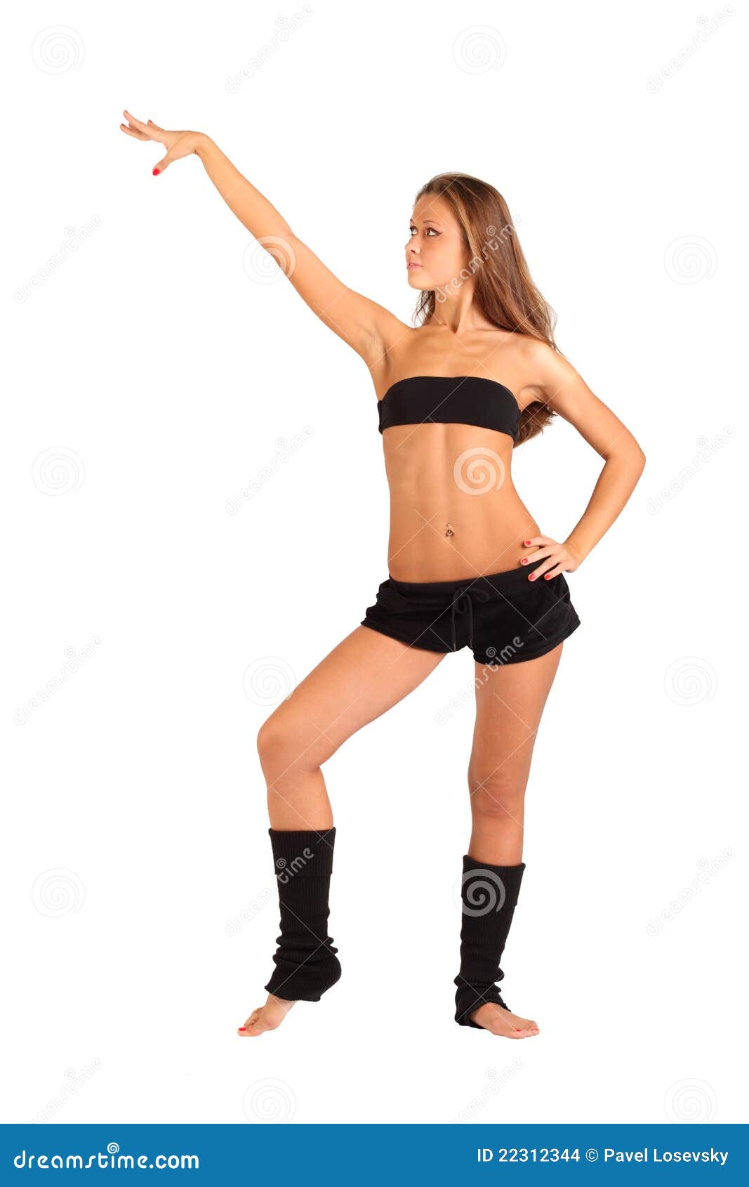 Girl Stands in Beautiful Pose and Looks at Hand Stock Photo Image of  earnest, elegance: 22312344