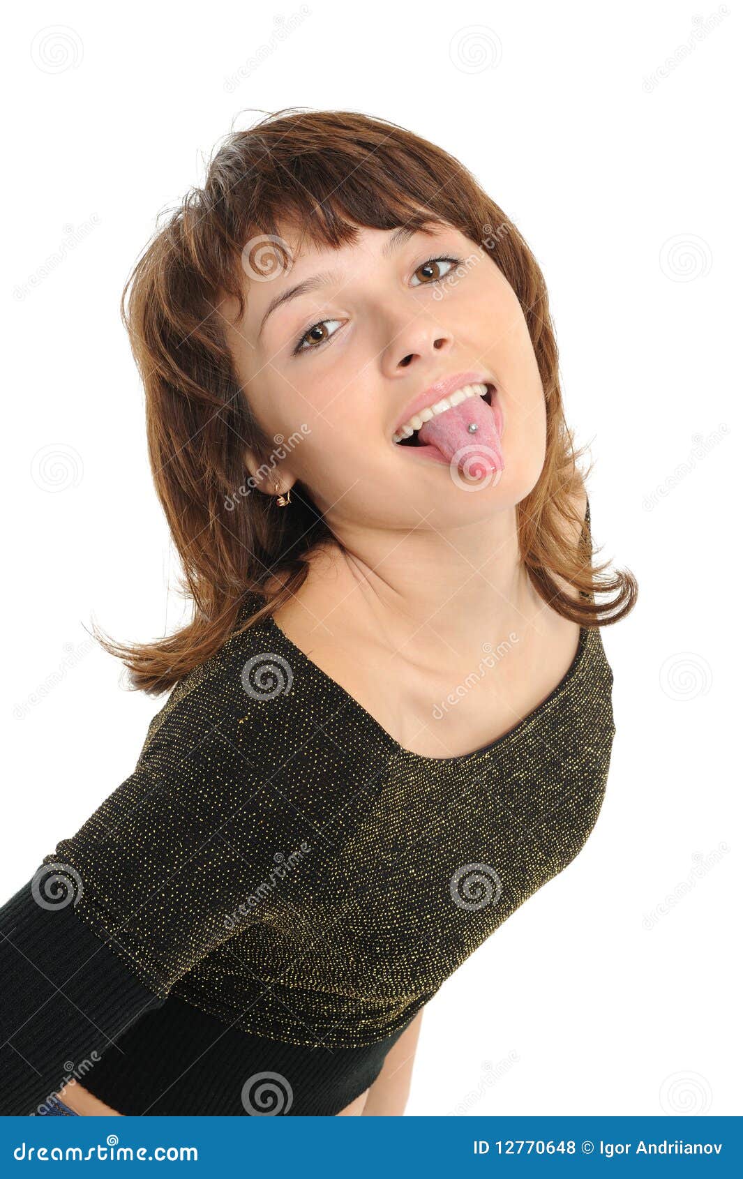 Girl Sticking Her Tongue Out Stock Photo