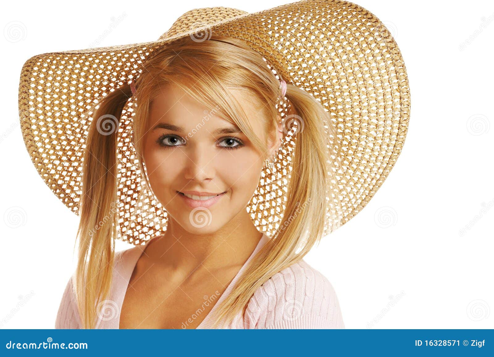 Girl in straw hat stock image. Image of emotion, cute 16328571