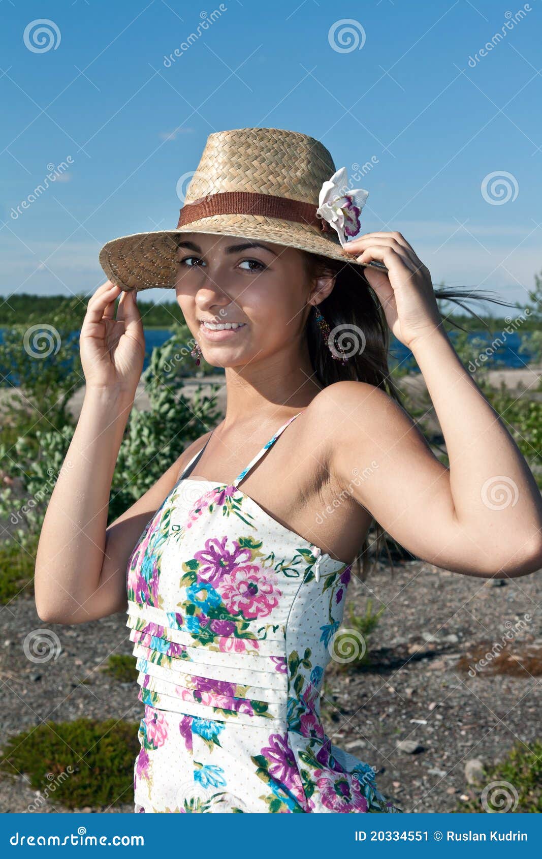 Girl in a straw hat stock image. Image of girl, lady 20334551