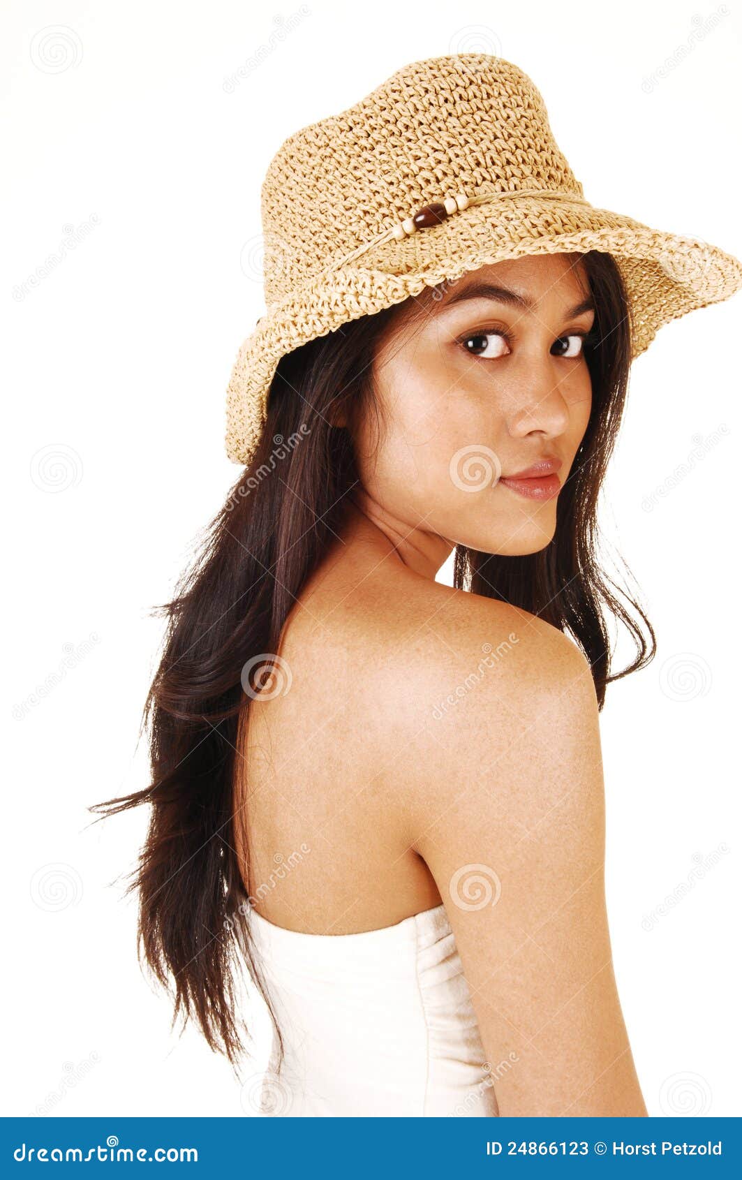 Girl with straw hat. stock image. Image of background 24866123