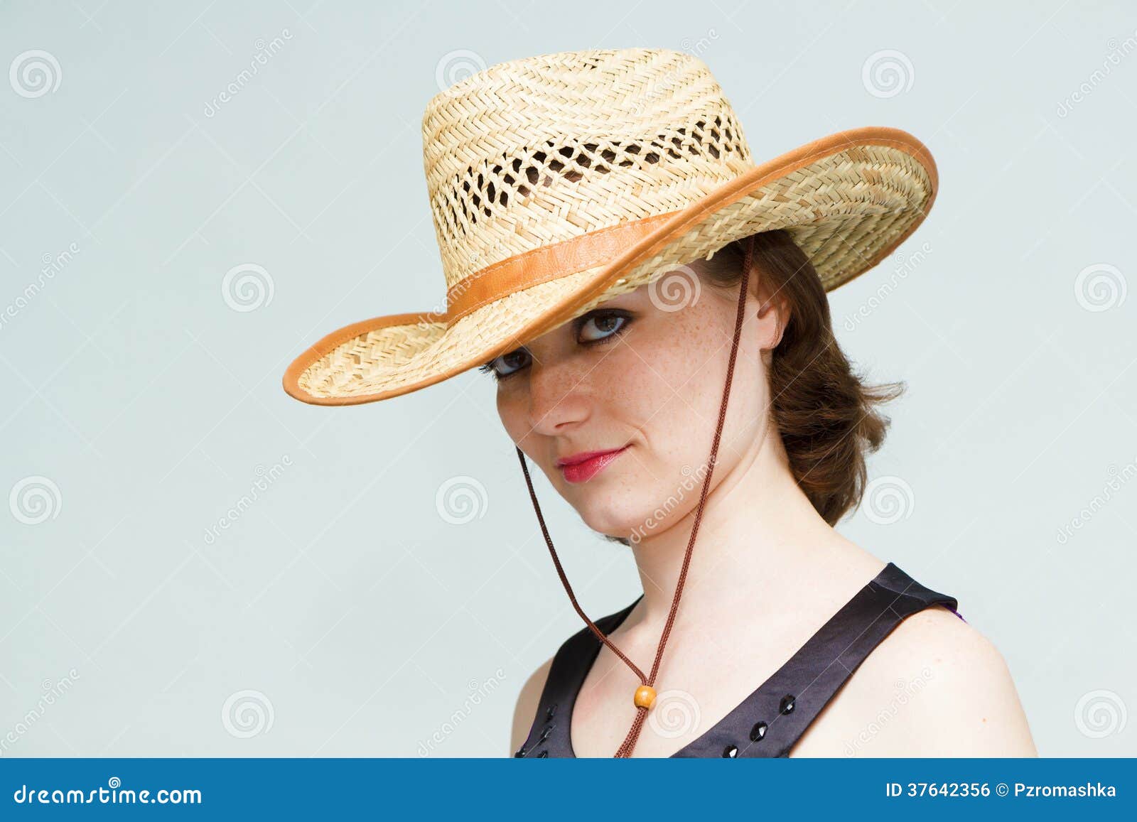 Girl in a straw hat stock photo. Image of smile, lifestyle 37642356
