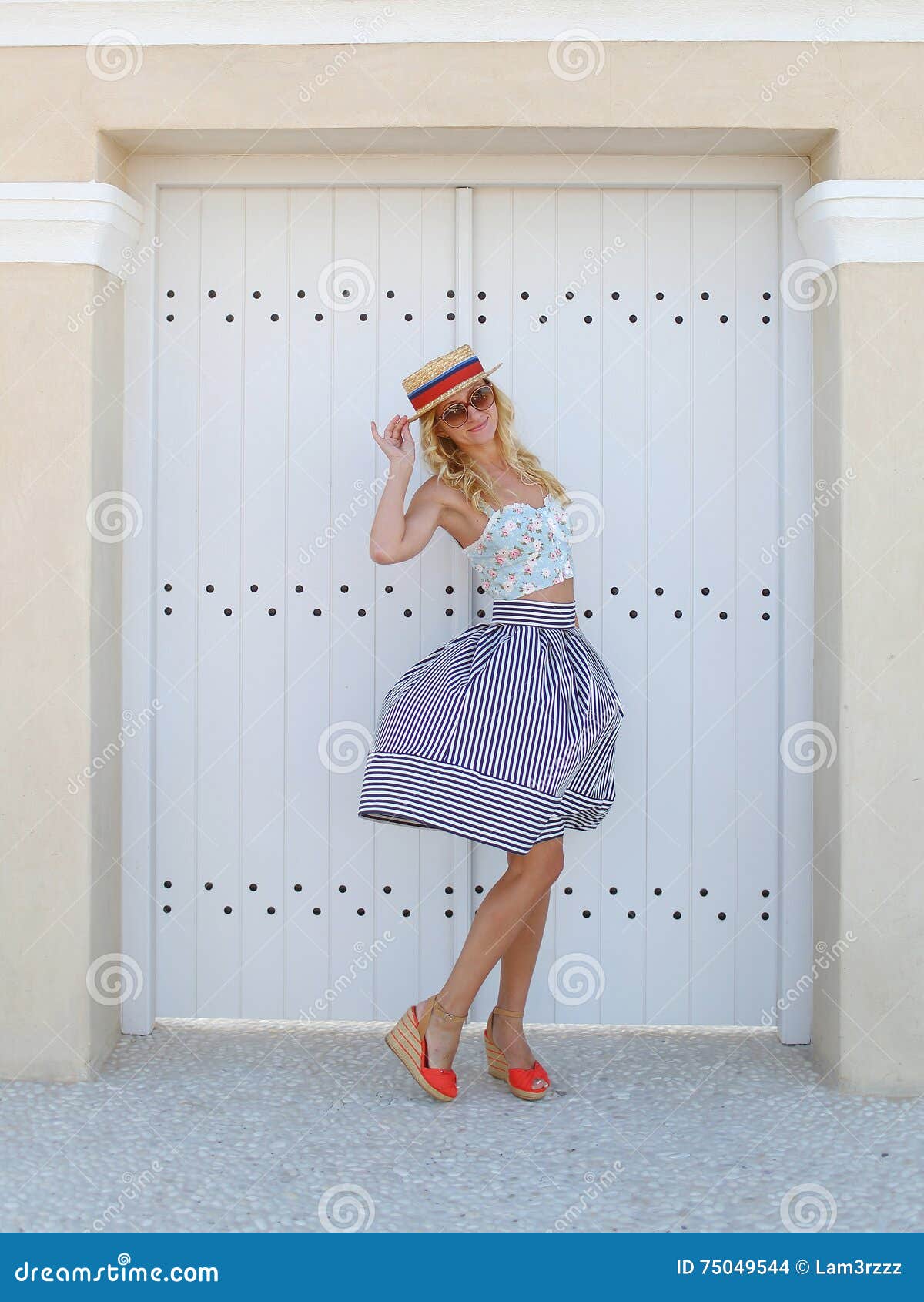 Girl in a straw hat stock photo. Image of outdoors, females 75049544
