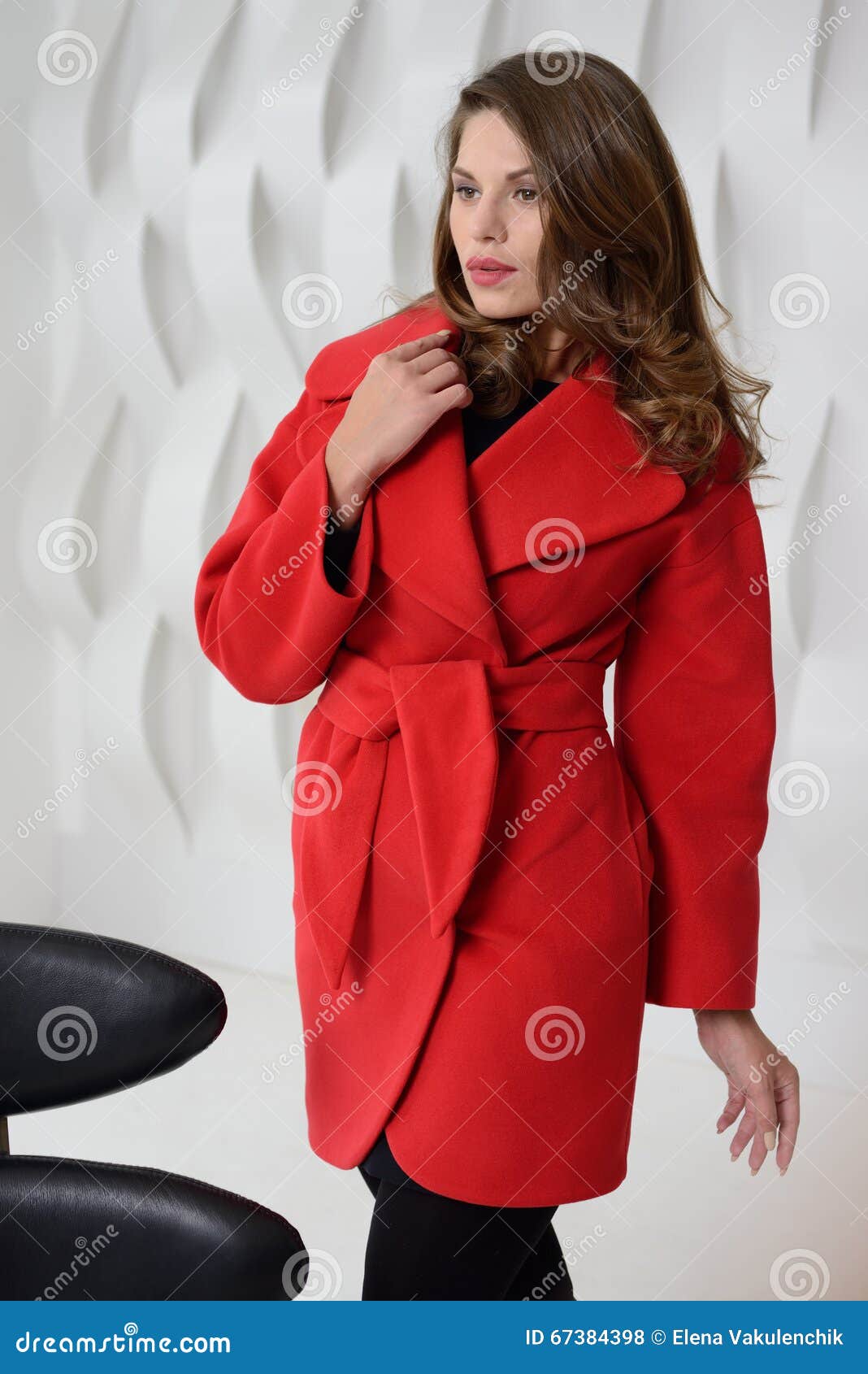 Girl in Studio Posing at Coat Stock Photo - Image of clothing ...