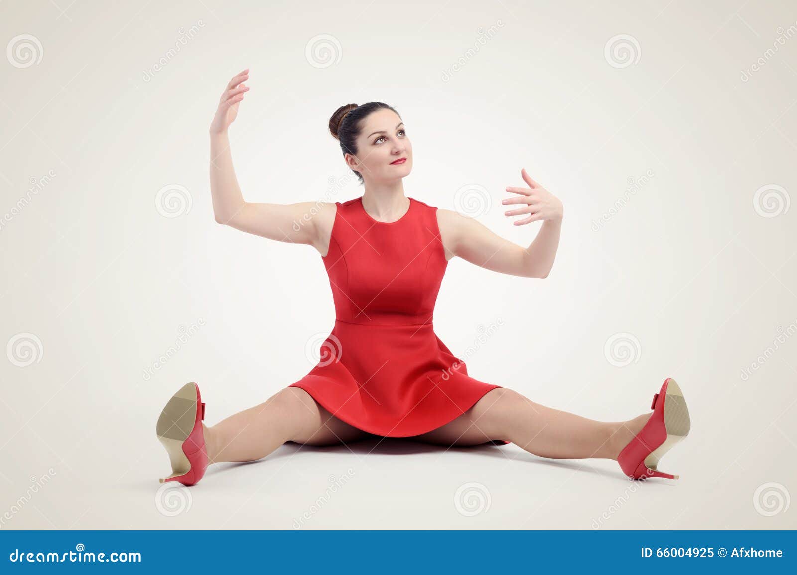 Girl Style Doll in Red, Sitting on the Floor Stock Image - Image of ...