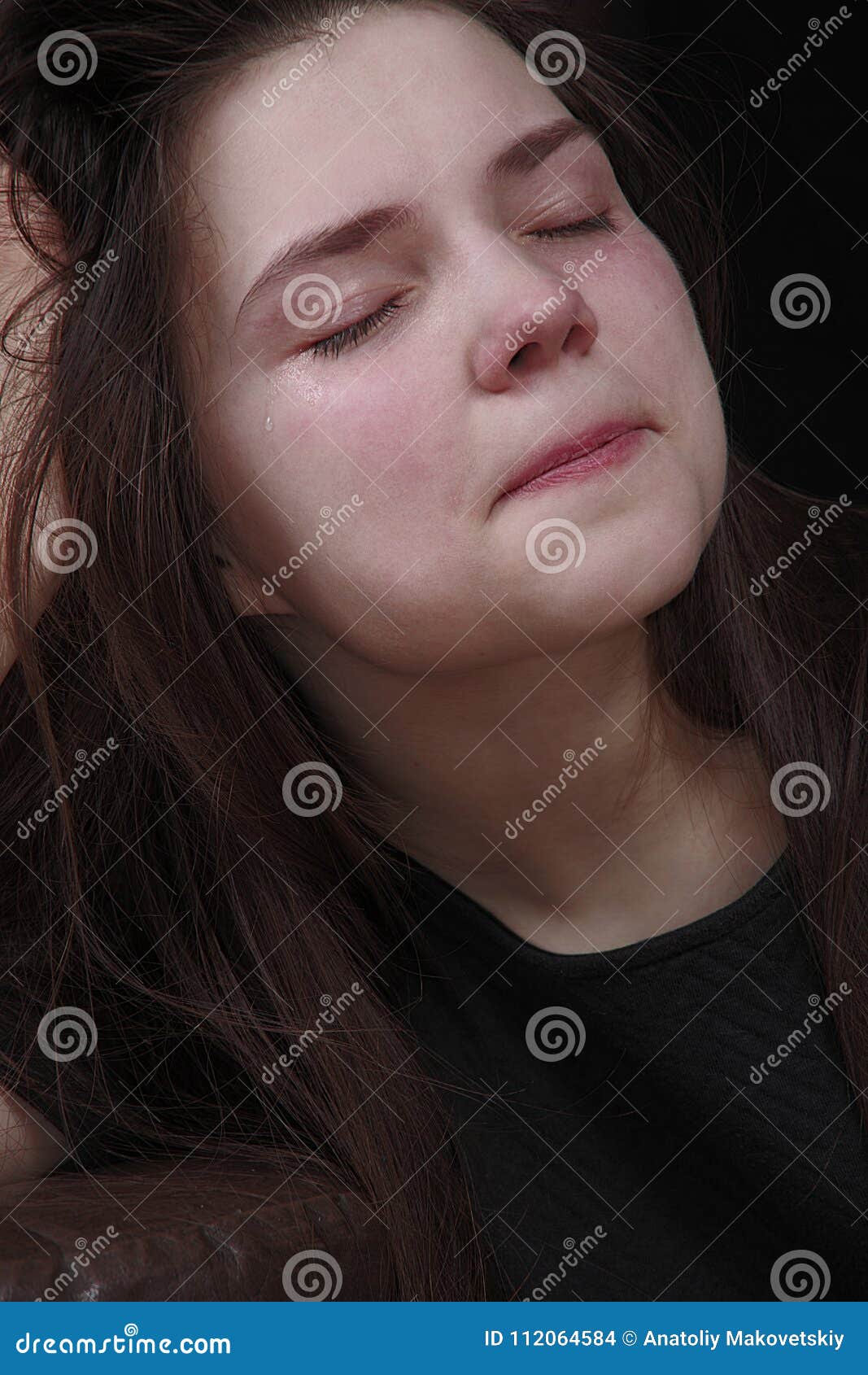 Sad Girl Crying Tears. Maiden Sadness. Stock Photo - Image of ...