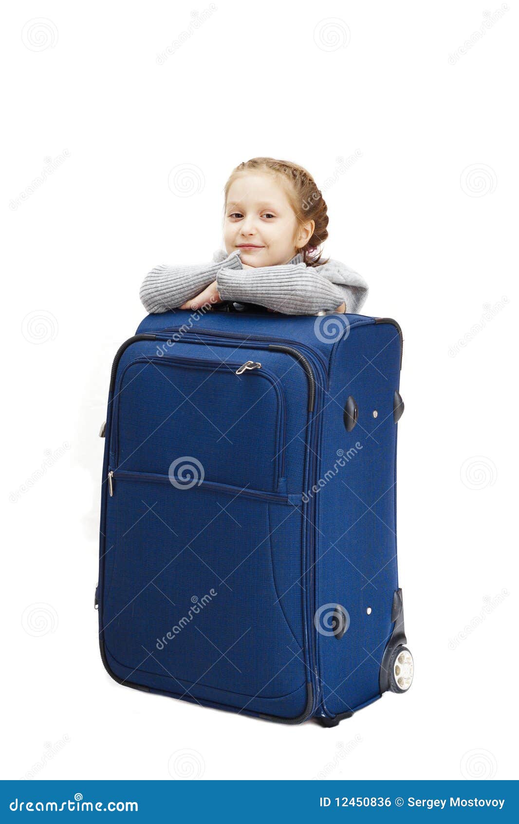 Girl with suitcase stock photo. Image of smiling, travel 12450836