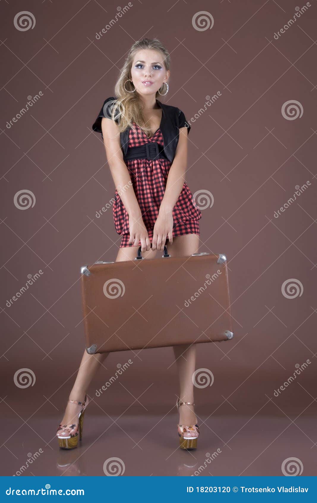 Girl with a suitcase stock photo. Image of creativity 18203120