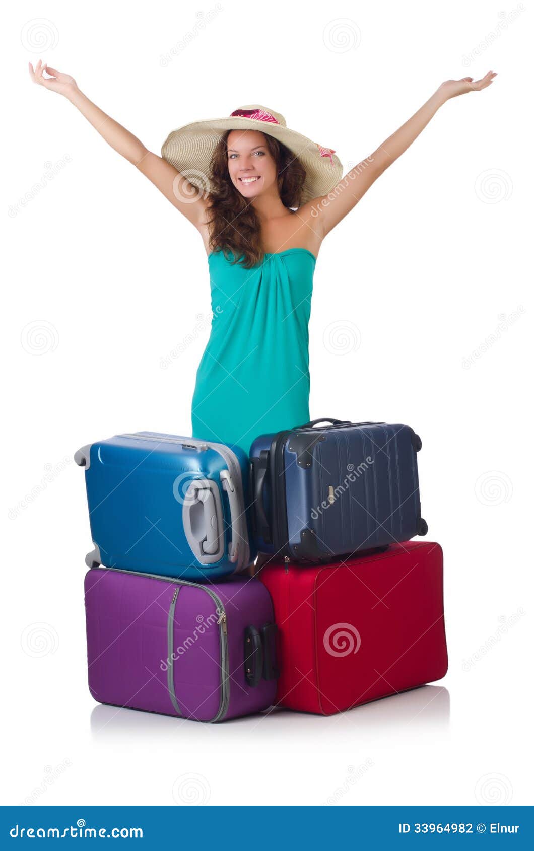 Girl with suitcases stock photo. Image of airport, heavy 33964982