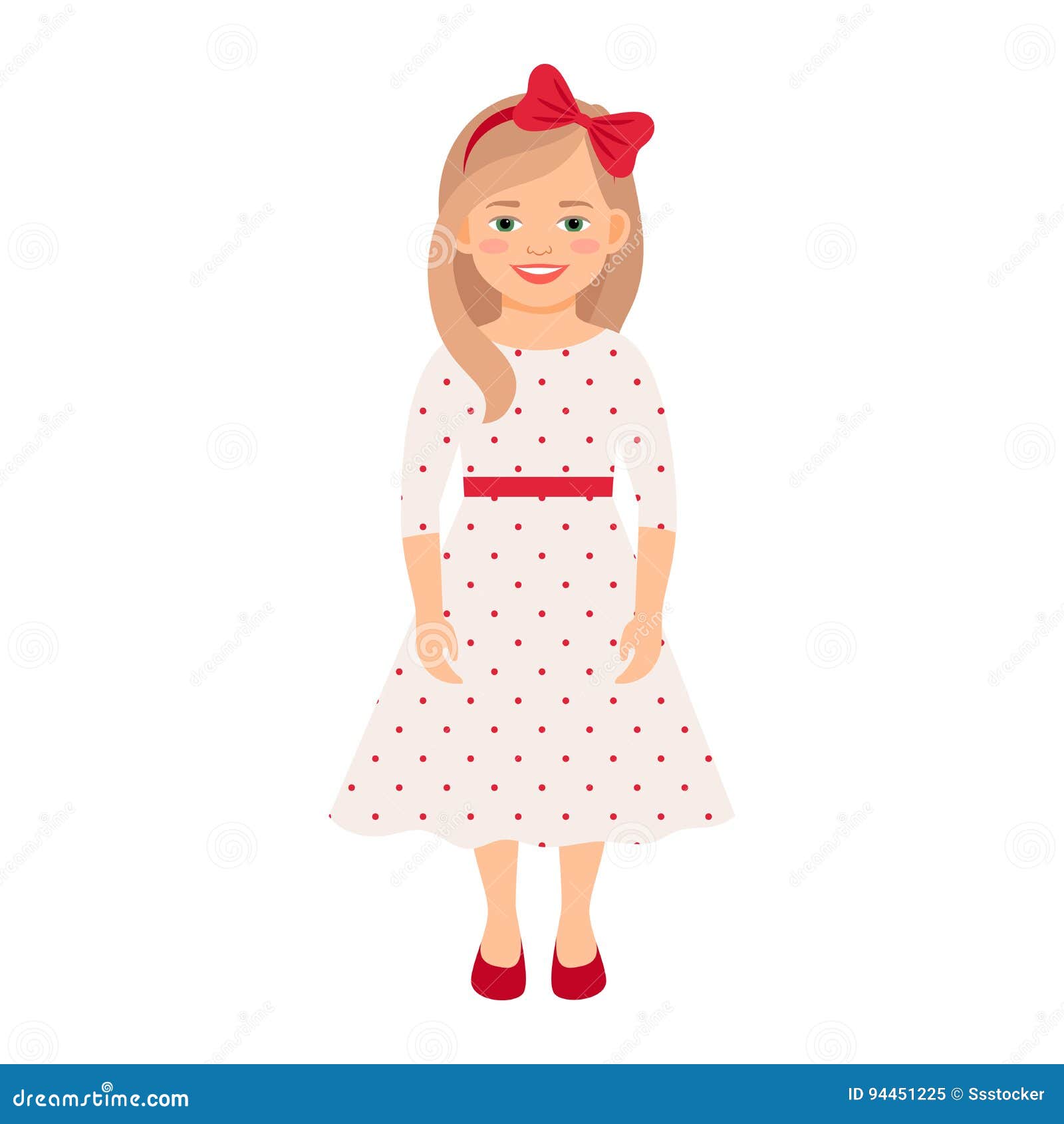 Girl in summer dress stock vector. Illustration of dress - 94451225