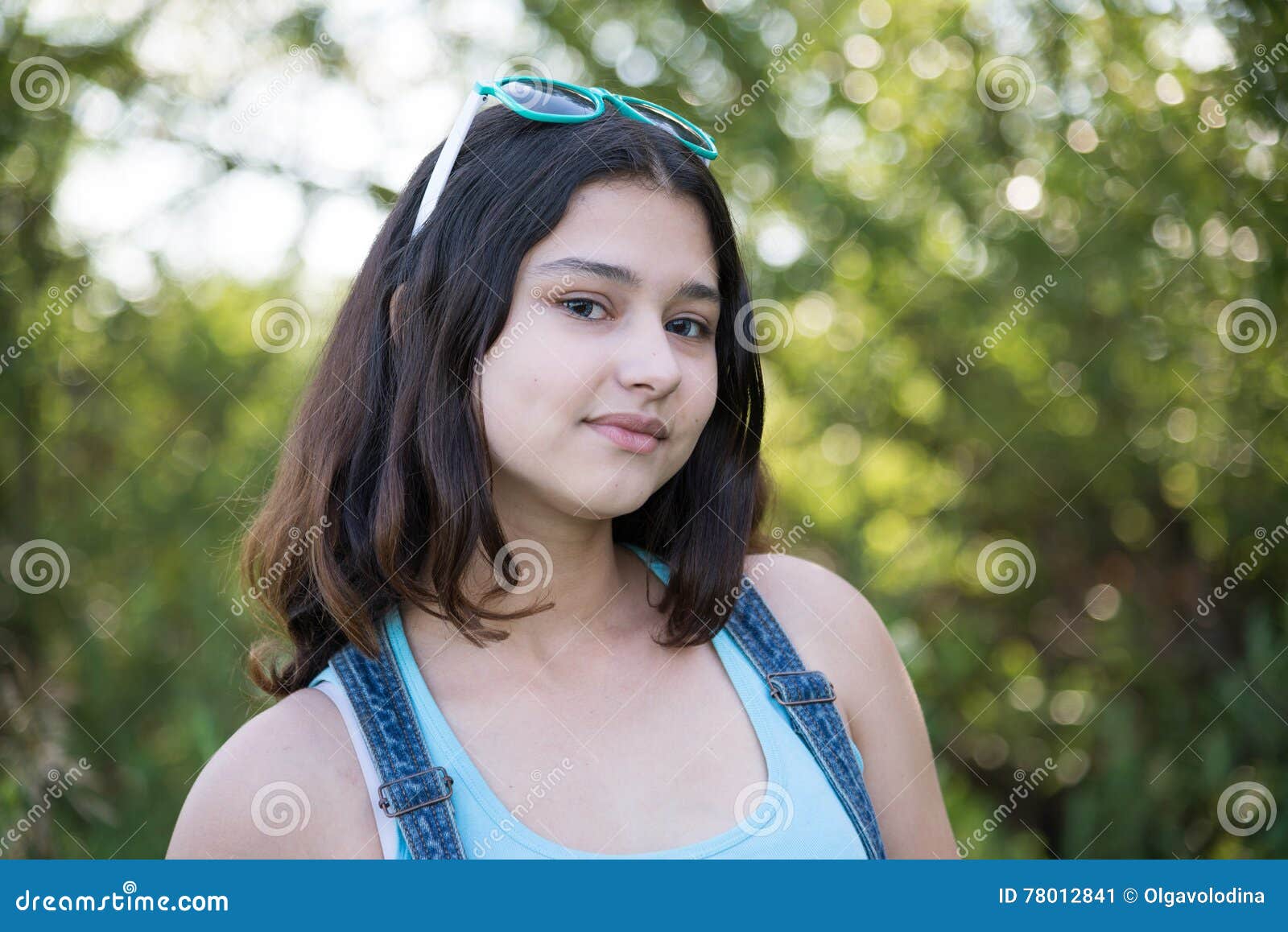 Girl with Sunglasses on Her Head Posing in Nature Stock Image Image of outside, outdoor 78012841