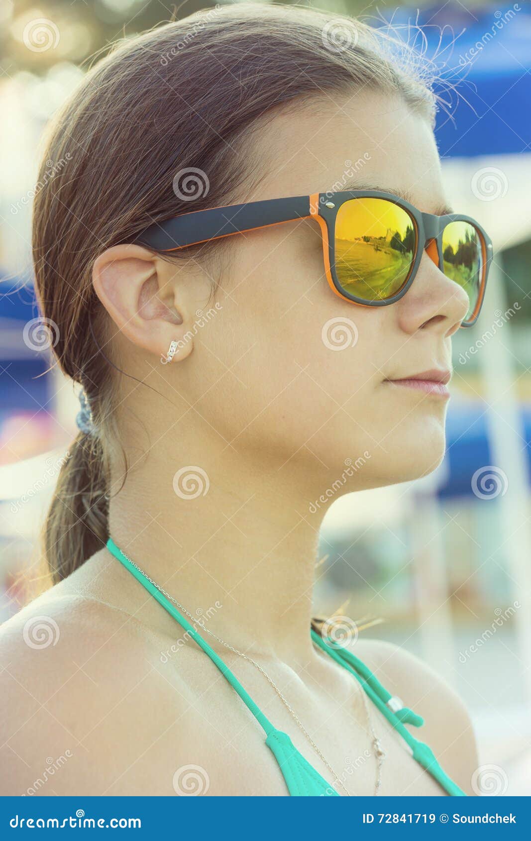 Girl In Sunglasses Outdoors Stock Image Image Of Bikini Teenager 