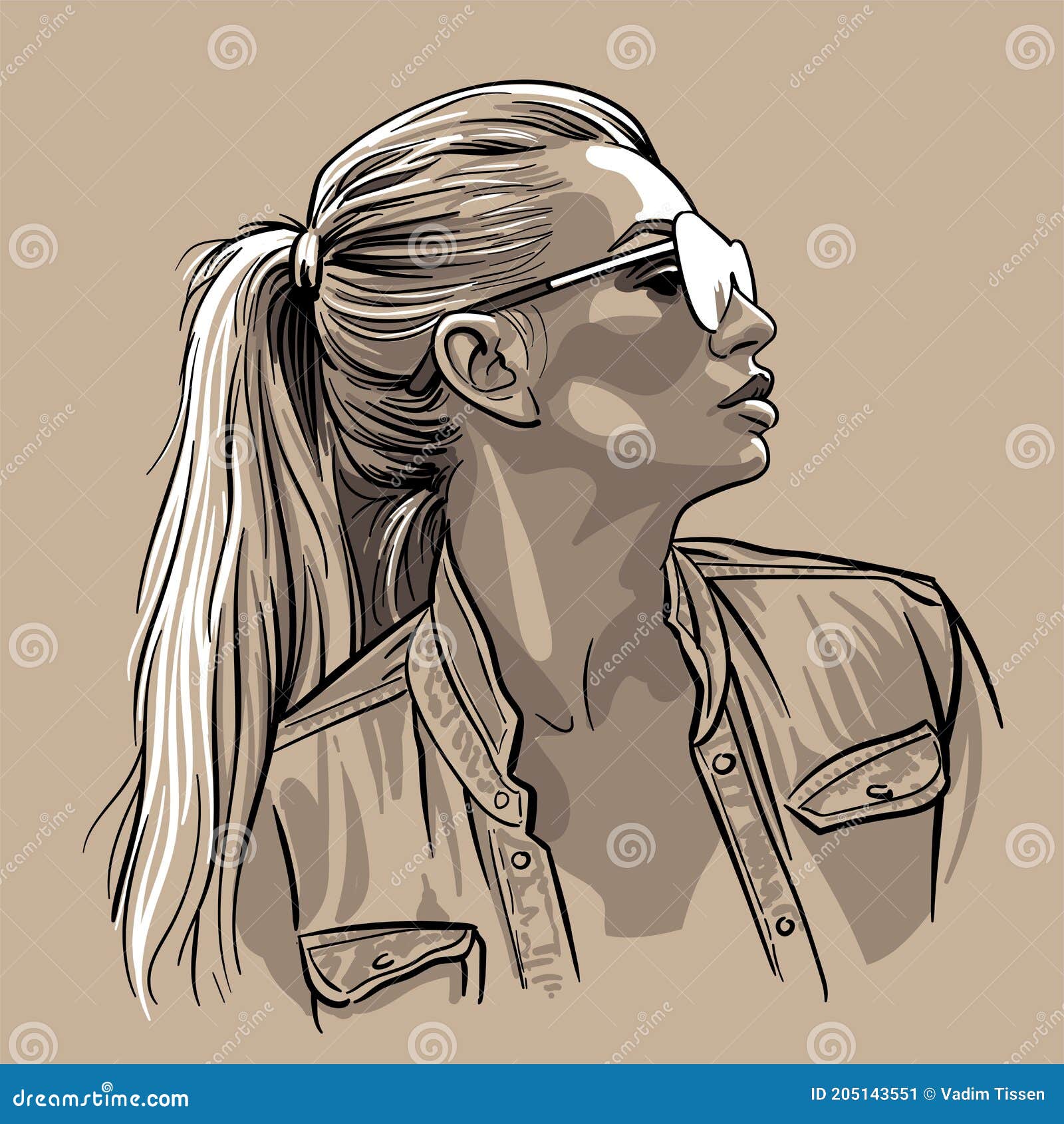 Girl Ponytail Sketch Stock Illustrations – 540 Girl Ponytail Sketch Stock  Illustrations, Vectors & Clipart - Dreamstime