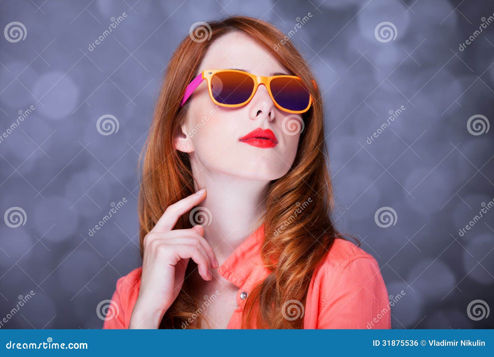 Girl in sunglasses stock photo. Image of surprised, background 31875536