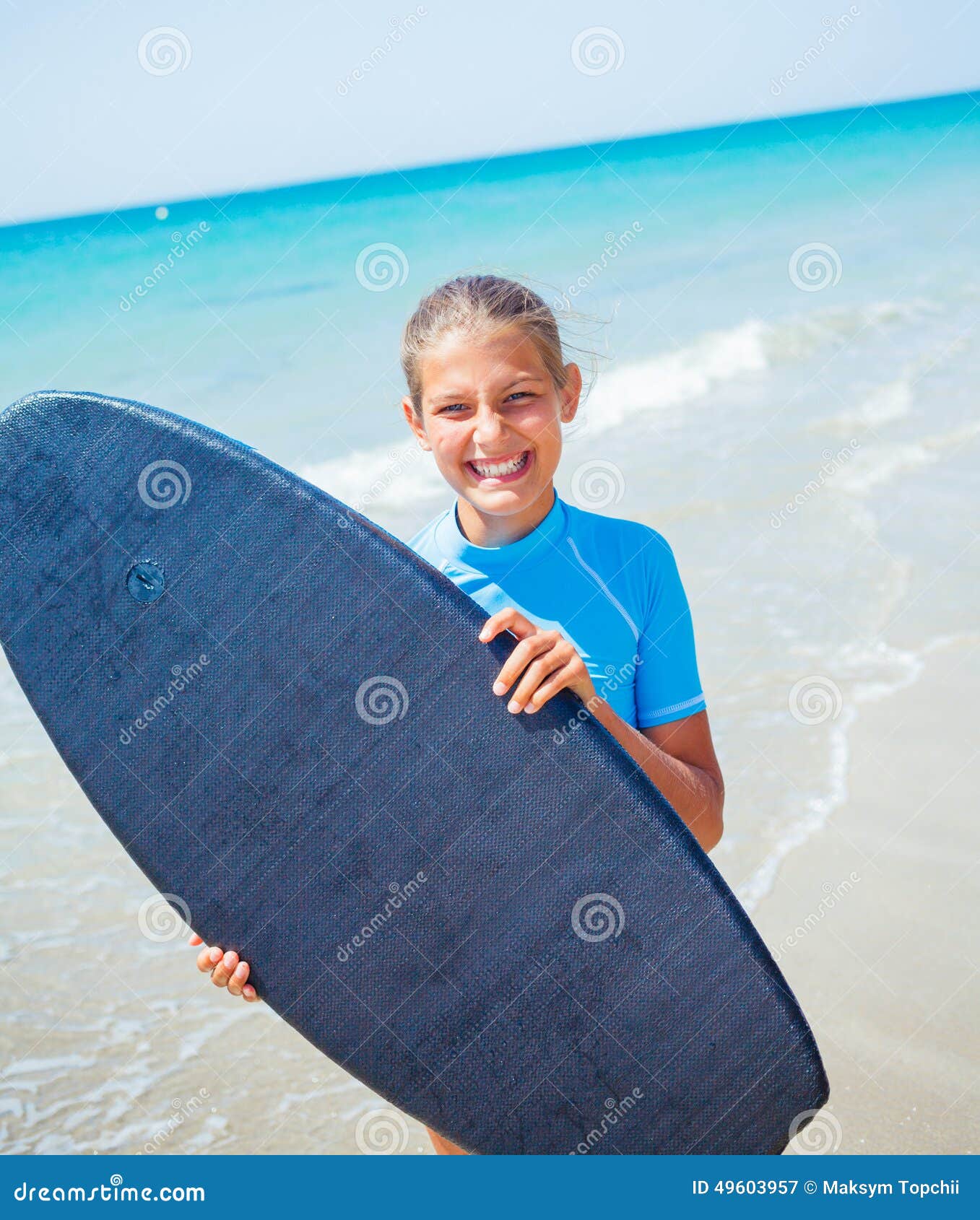 Girl with surf stock image. Image of teenager, carry - 49603957