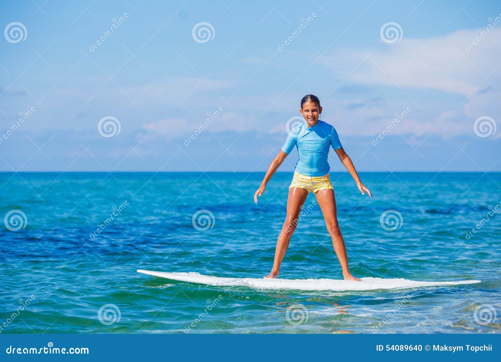 Girl with surf stock photo. Image of person, happy, holiday - 54089640