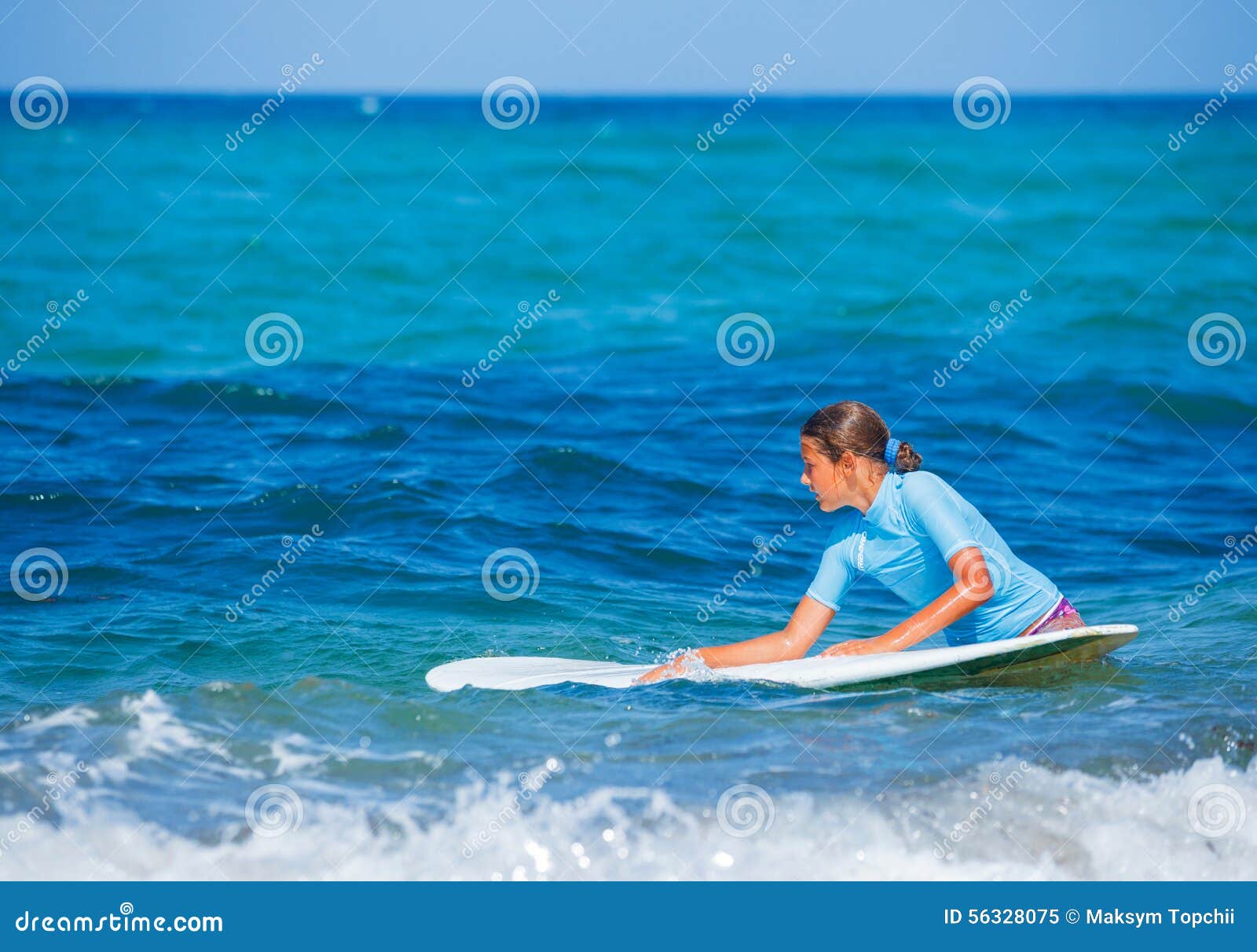 Girl with surf stock image. Image of surfboard, teenager - 56328075