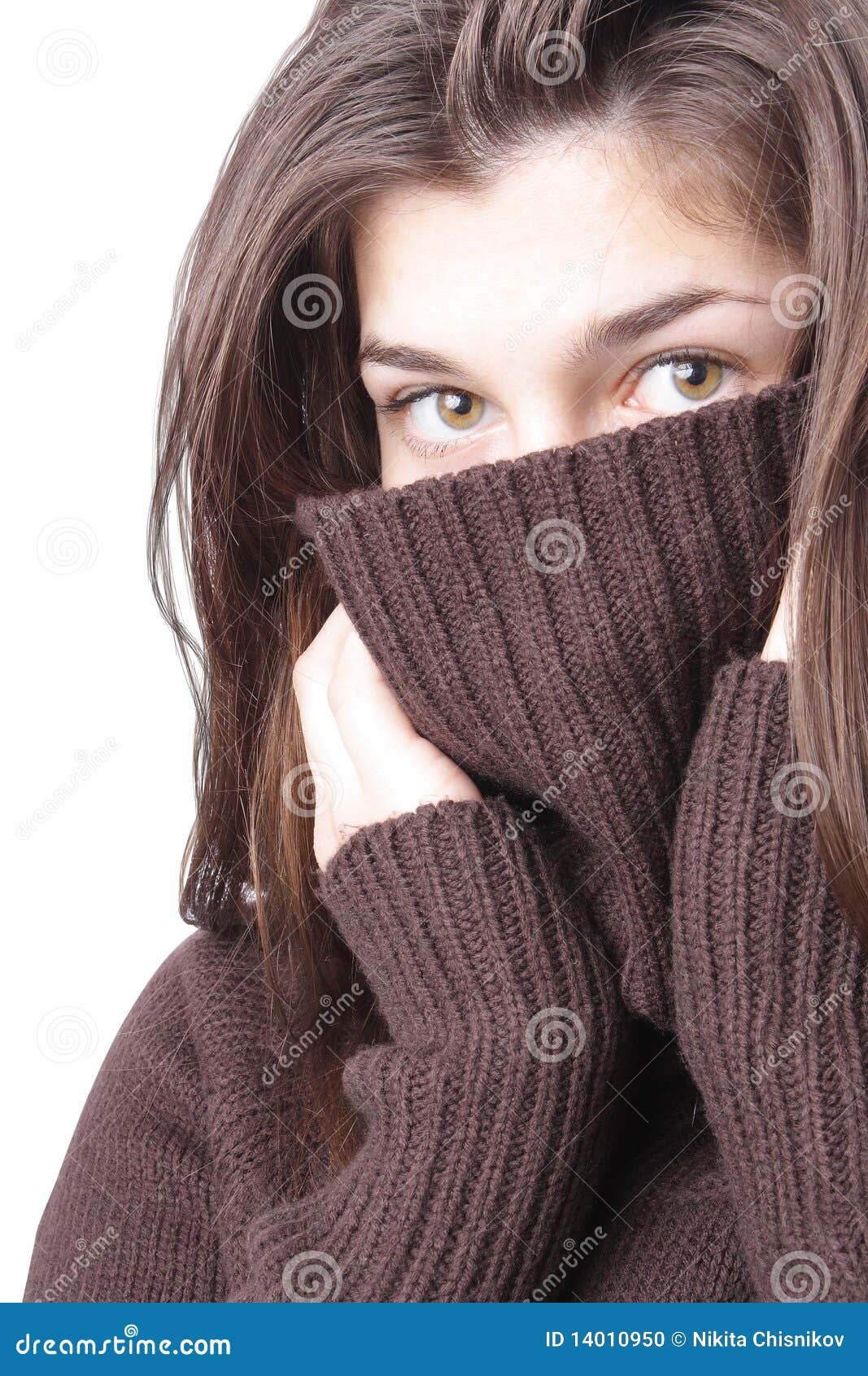 Girl in sweater stock photo. Image of vogue, brown, close 14010950