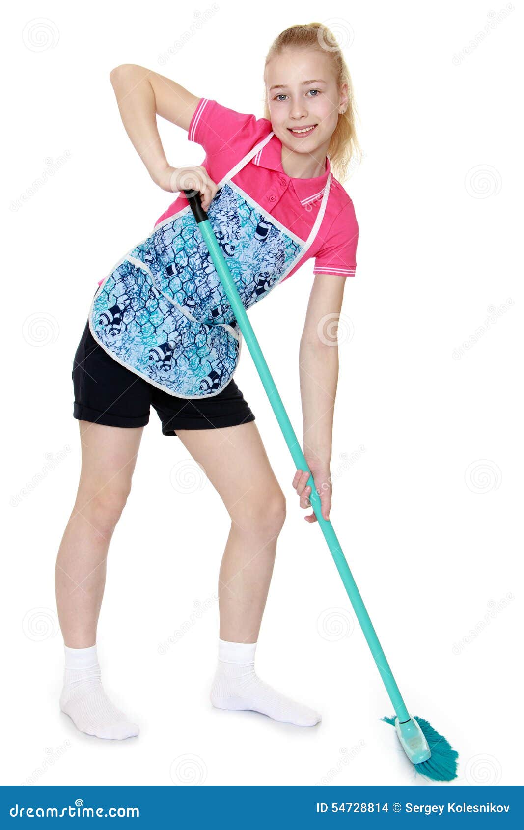 Girl Sweeping the Floor Brush Stock Photo Image of brush, background