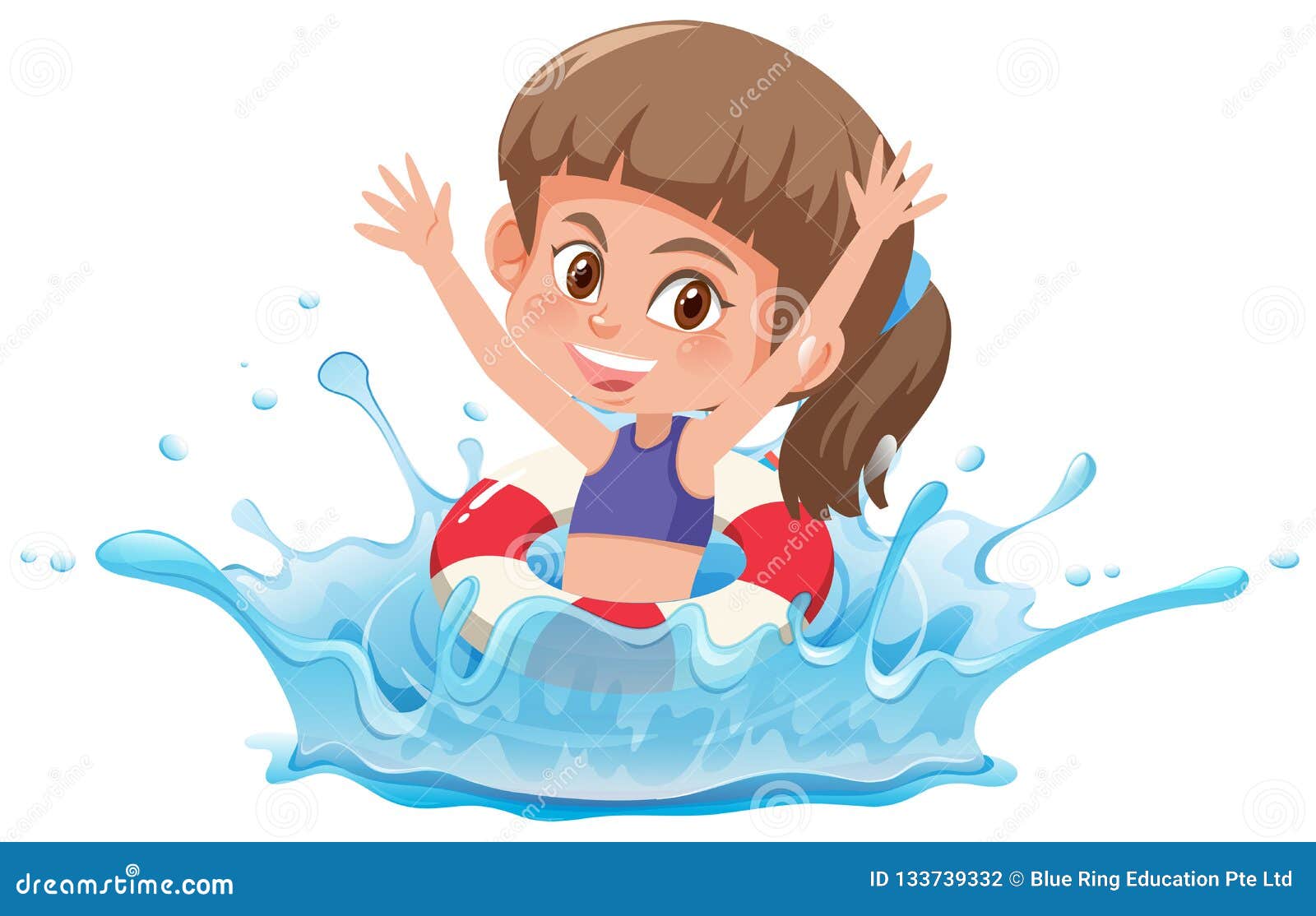 Girl swimming in the pool stock vector. Illustration of happy - 133739332