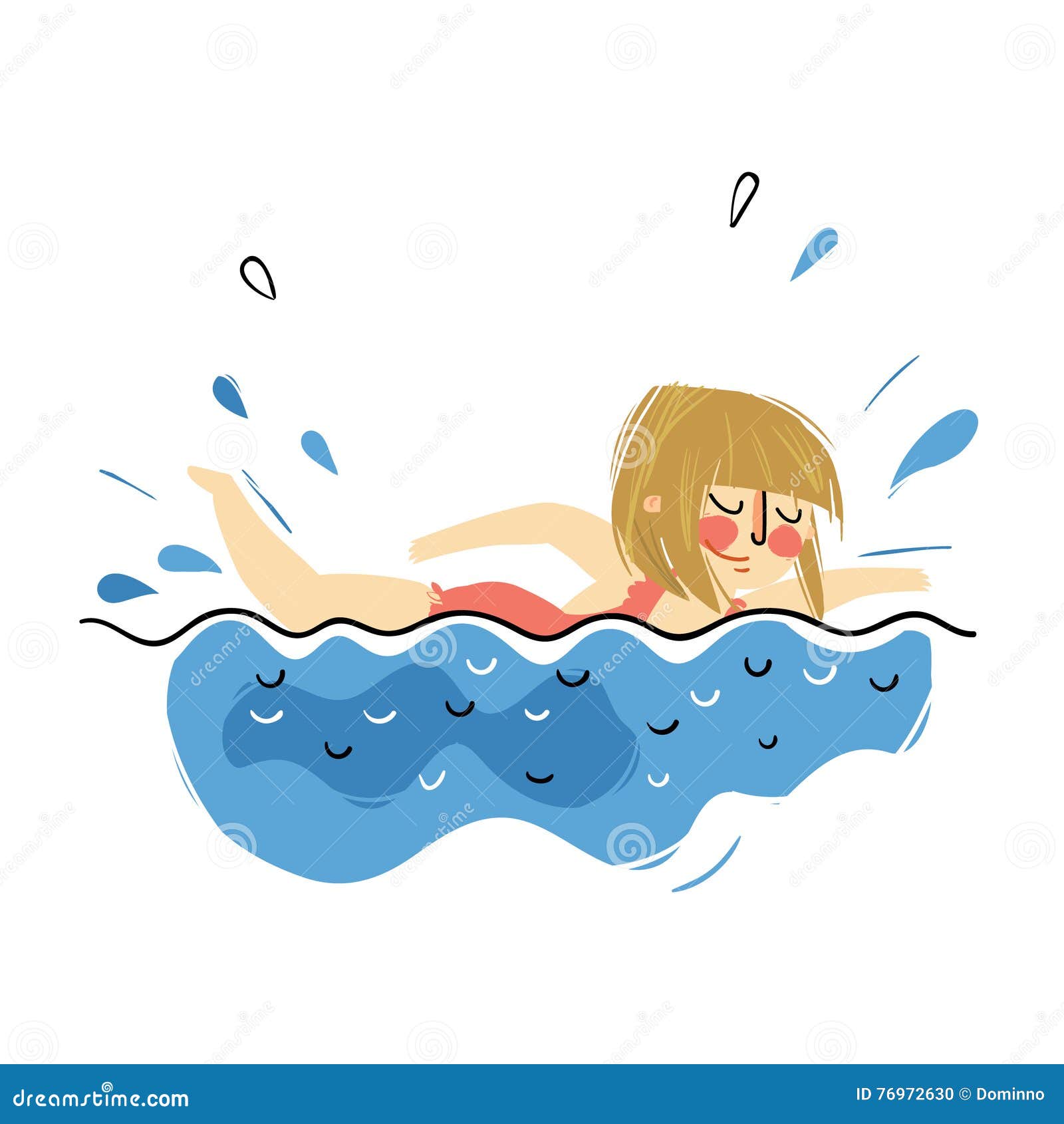 Girl Swimming on Pool in Summer Vacation Stock Vector - Illustration of ...