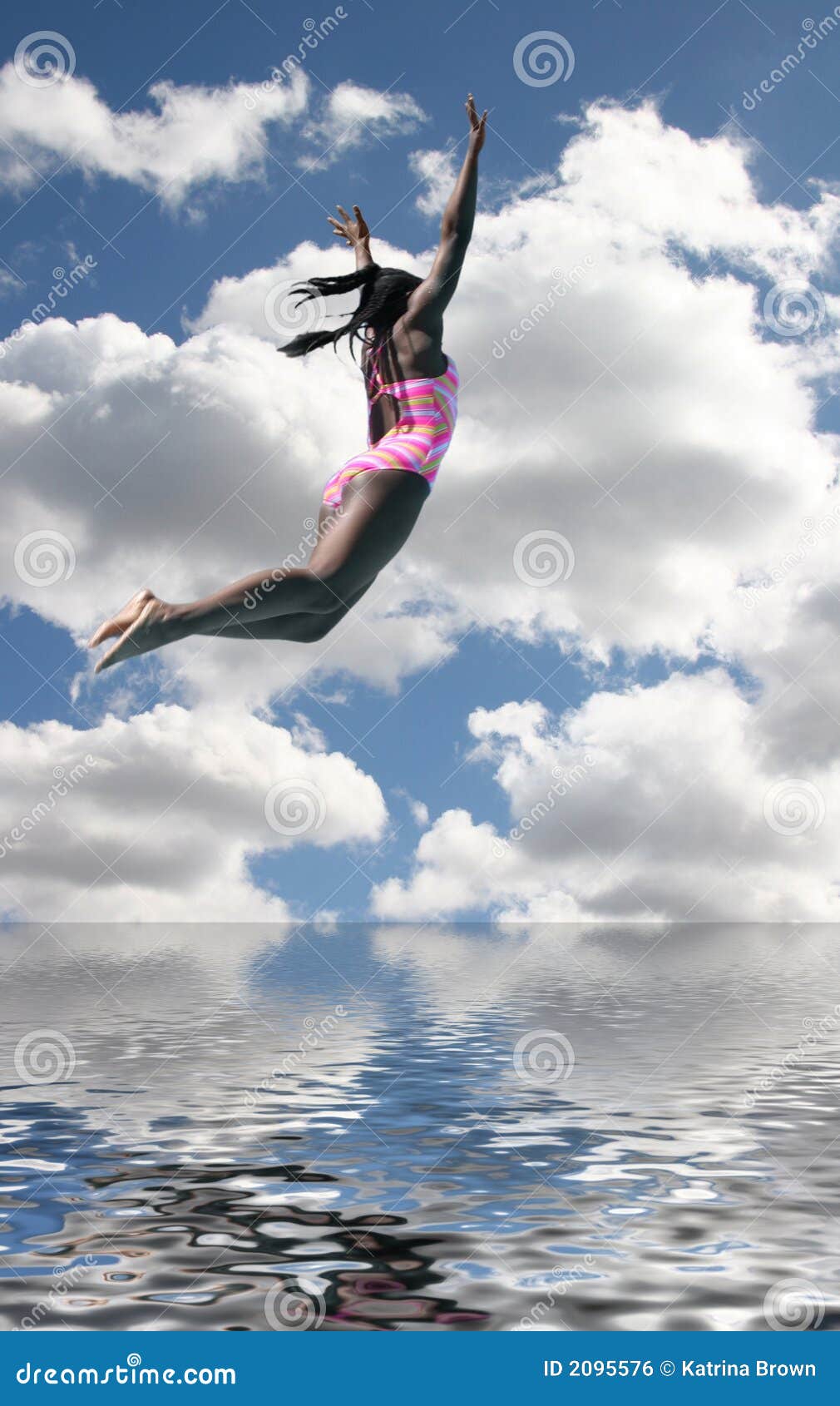 Girl in Swimsuit Diving in Sky Stock Photo - Image of healthy, flight ...