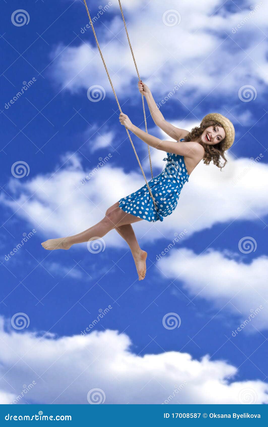 Girl on swings stock image. Image of horizon, fashion 17008587