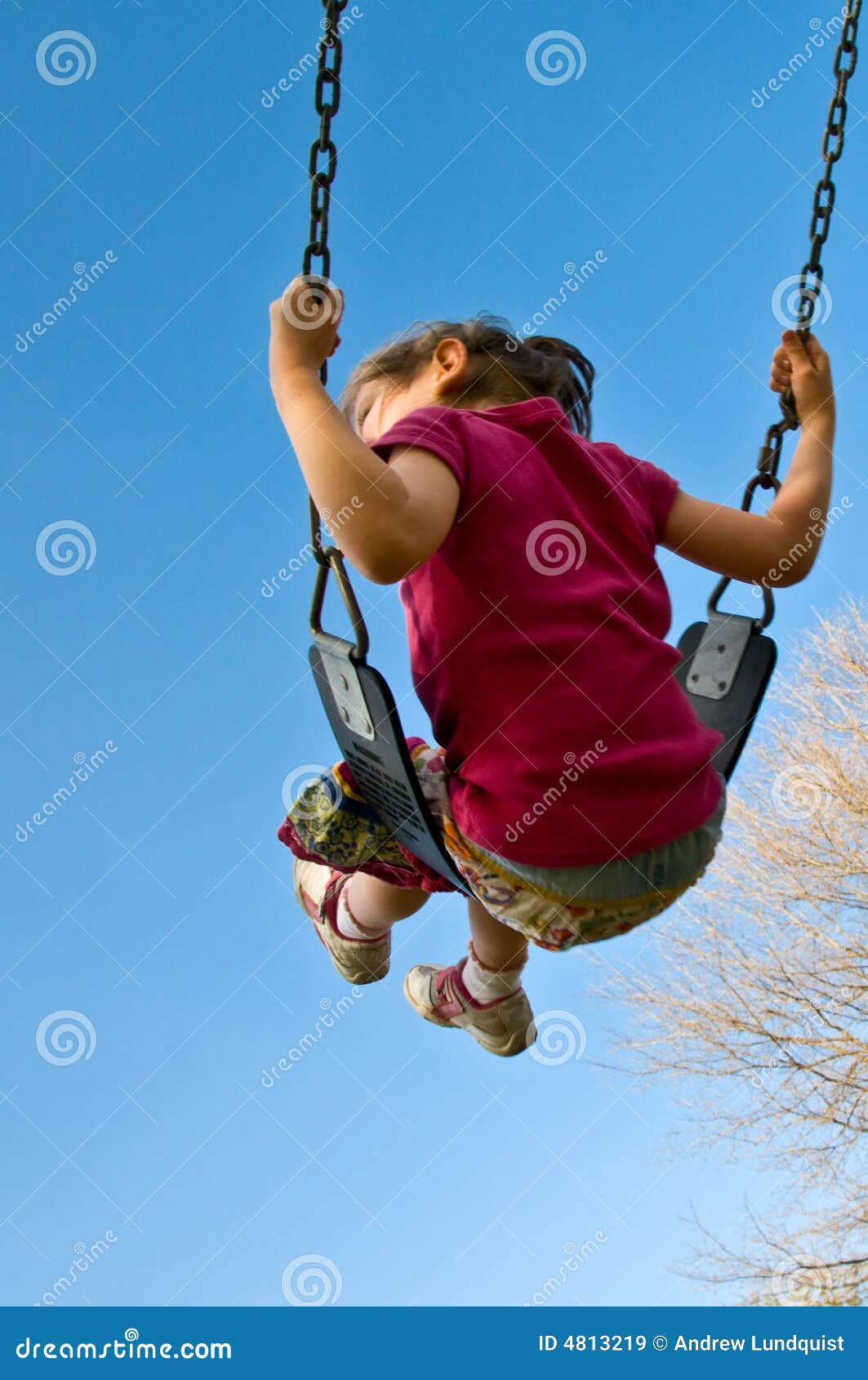 girl swings into sky