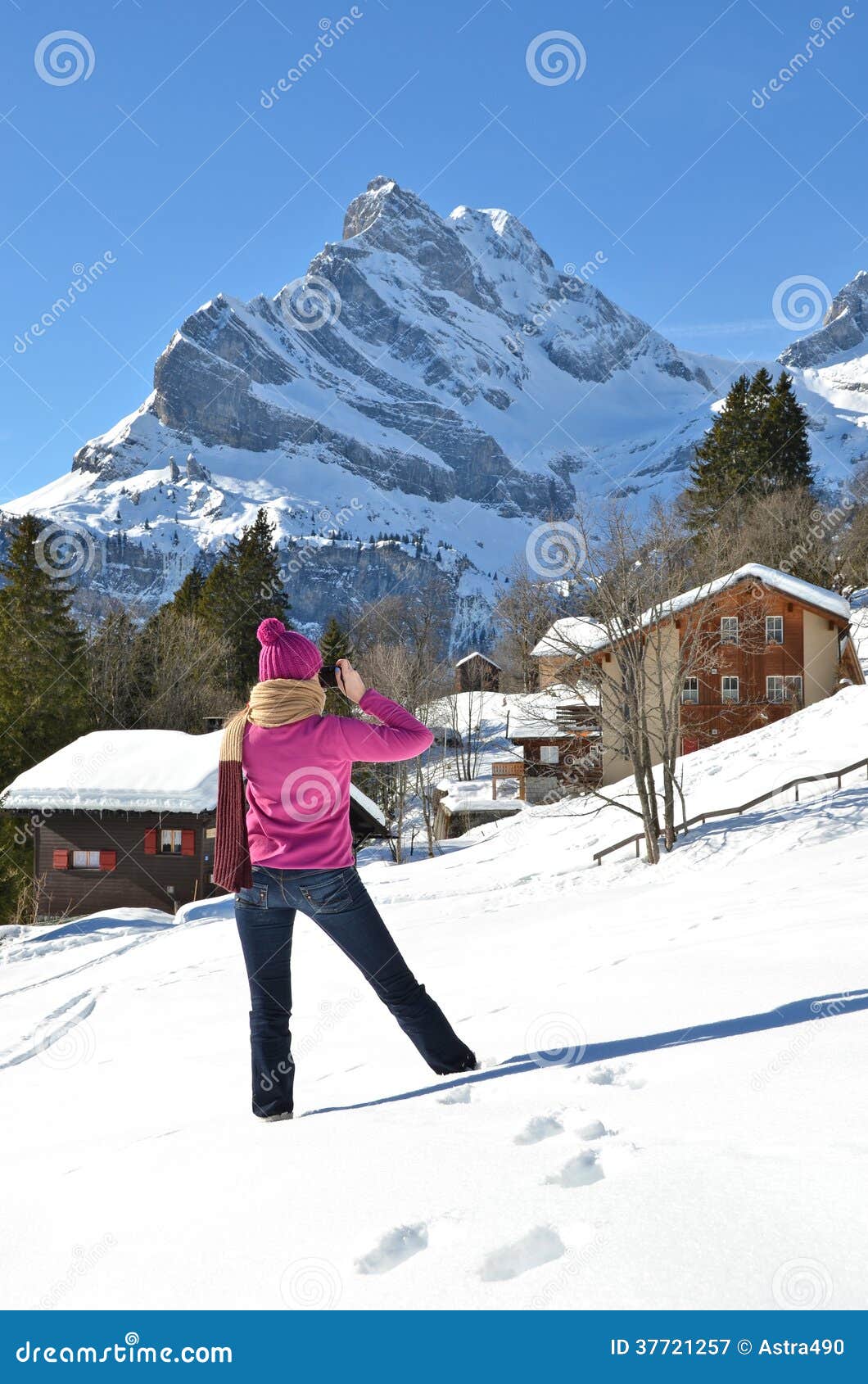 Girl in Swiss Alps stock image. Image of alps, amateur 37721257
