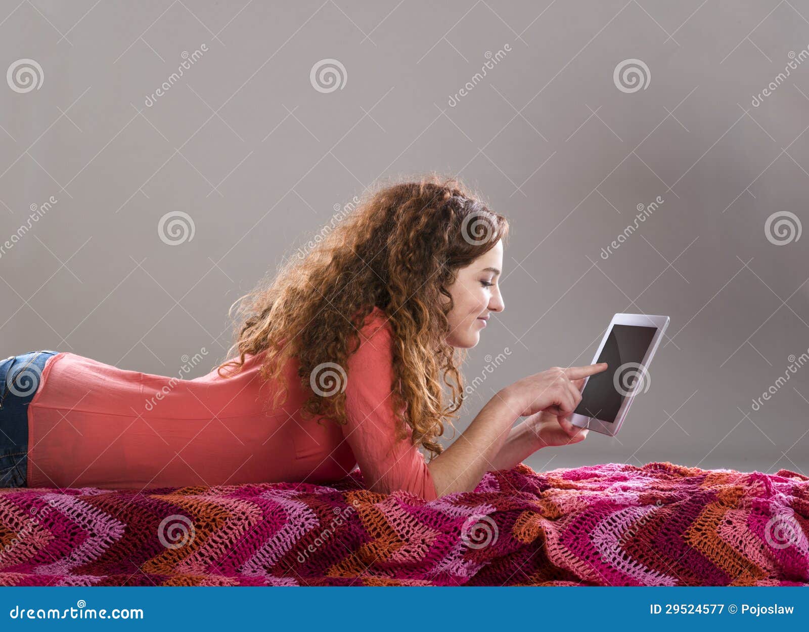 Girl with tablet stock image. Image of media, cute, digital 29524577