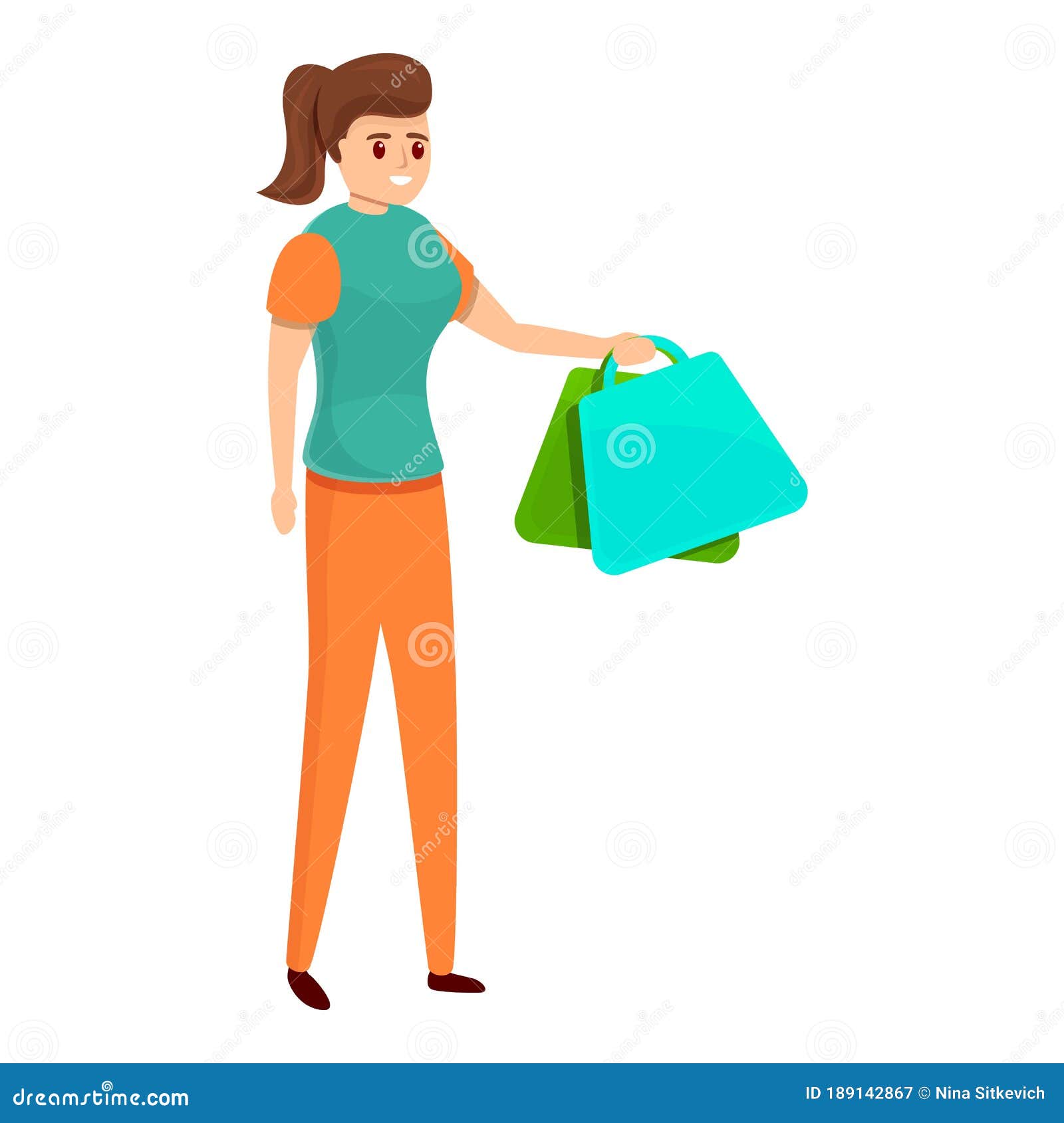 Shopping Bag Cartoon Illustration Design Icon Stock Vector