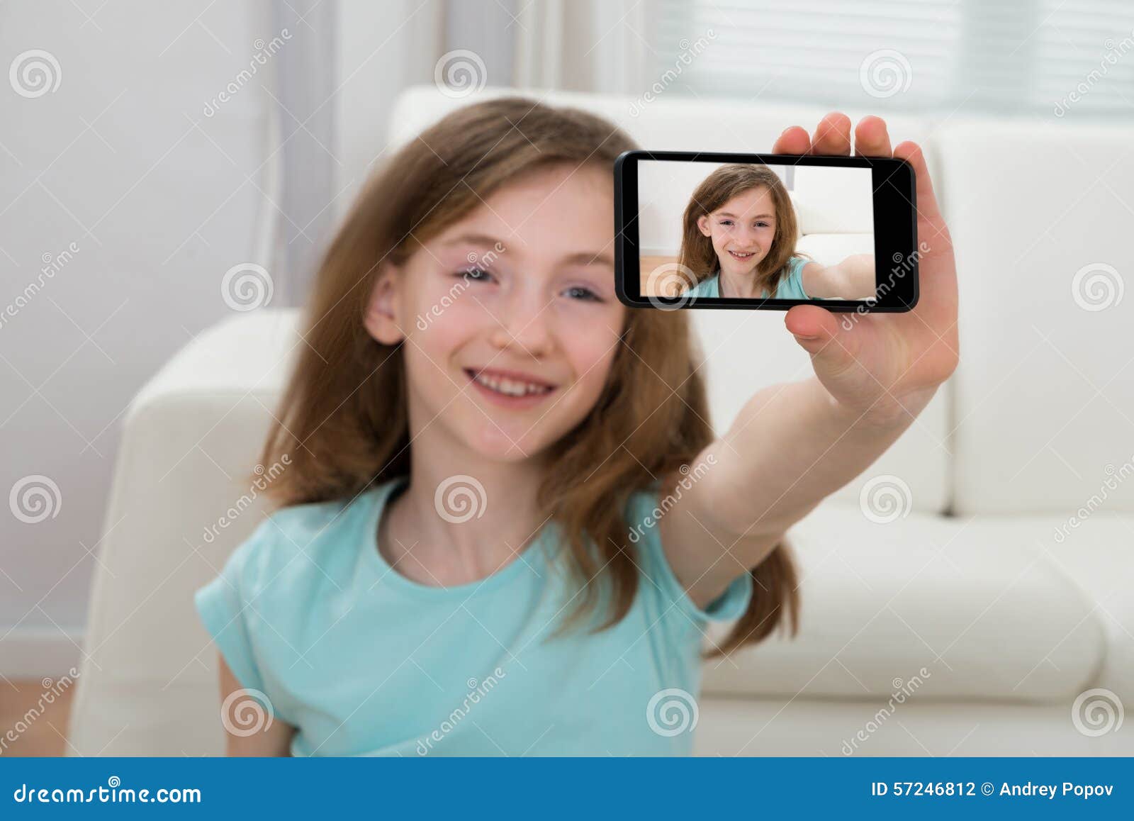 Girl Taking Selfie with Mobile Phone Stock Photo - Image of communicate ...