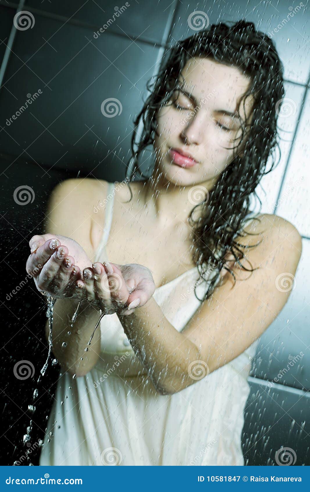 Girl taking a shower stock image. Image of happy, human 