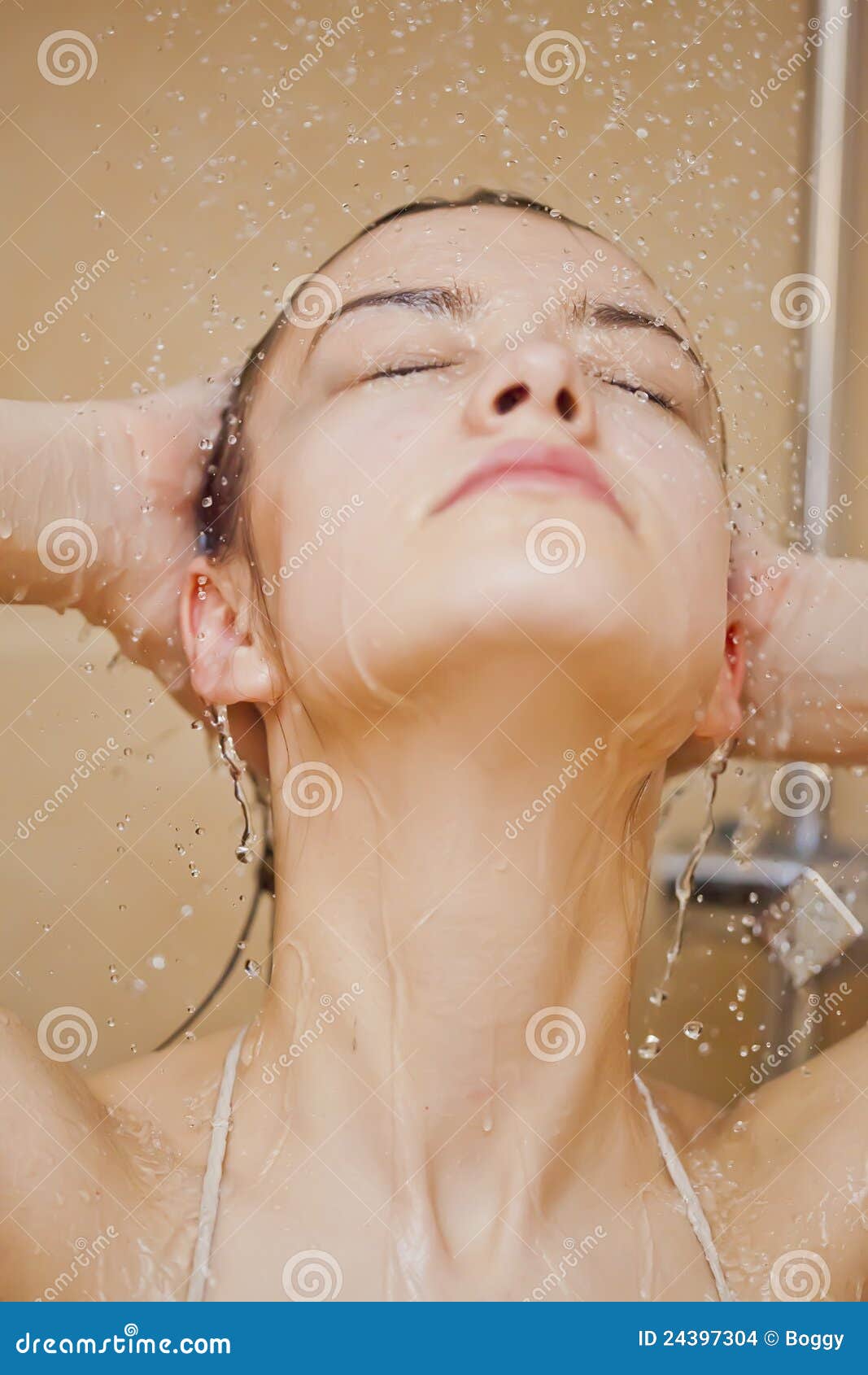 Girl Taking A Shower Stock Pho