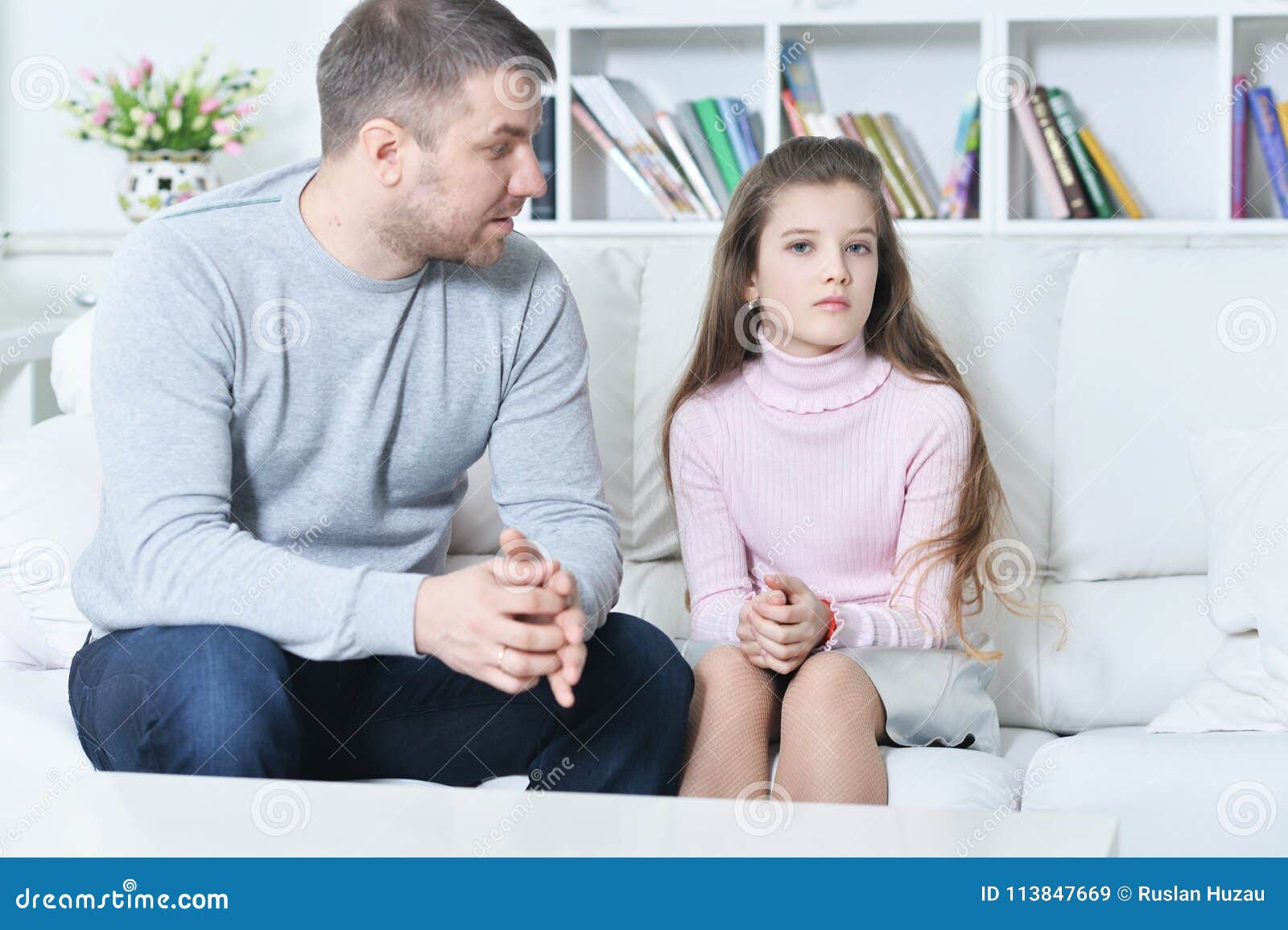 Girl Talking With Her Father Stock Image Image Of Closeup Feminine