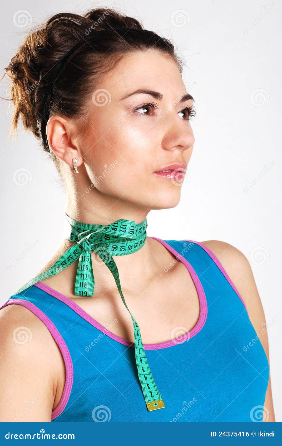 The Girl with a Tape on a Neck Stock Photo Image of strip, dark 24375416