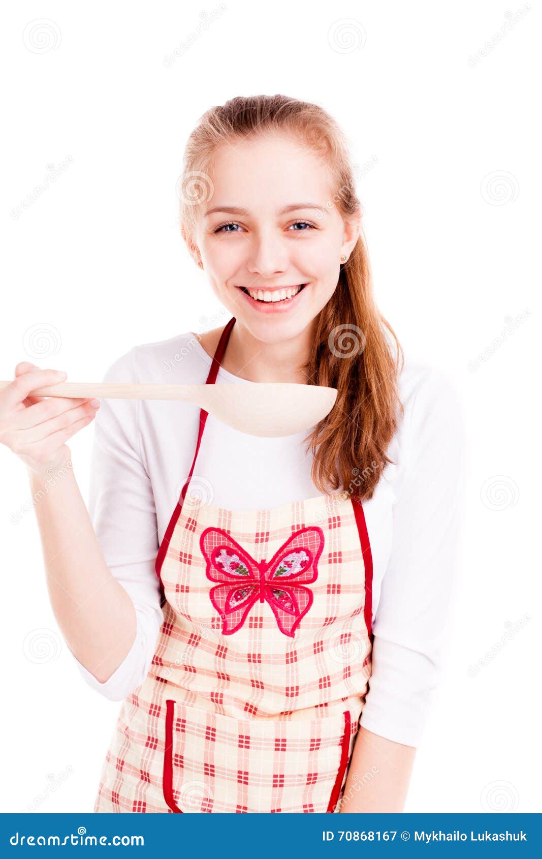 Girl taste soup with spoon stock image. Image of kids 70868167